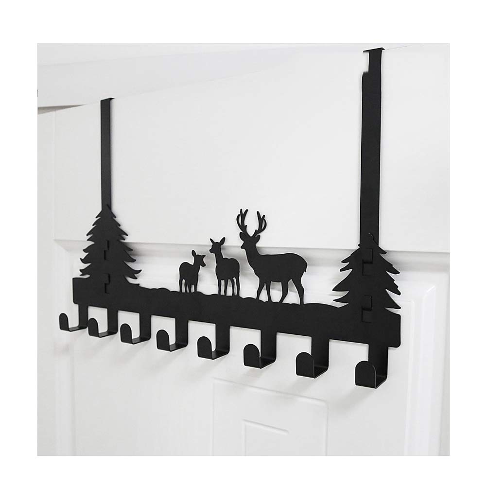 LRZS Creative Over The Door Hooks for Clothes - No Nail Trackless Wall Hanging Hooks - Viscose Door Back Hook for Jackets, Hats, Bags - Perfect for Bedroom, Closet & Entryway Organization (Black)