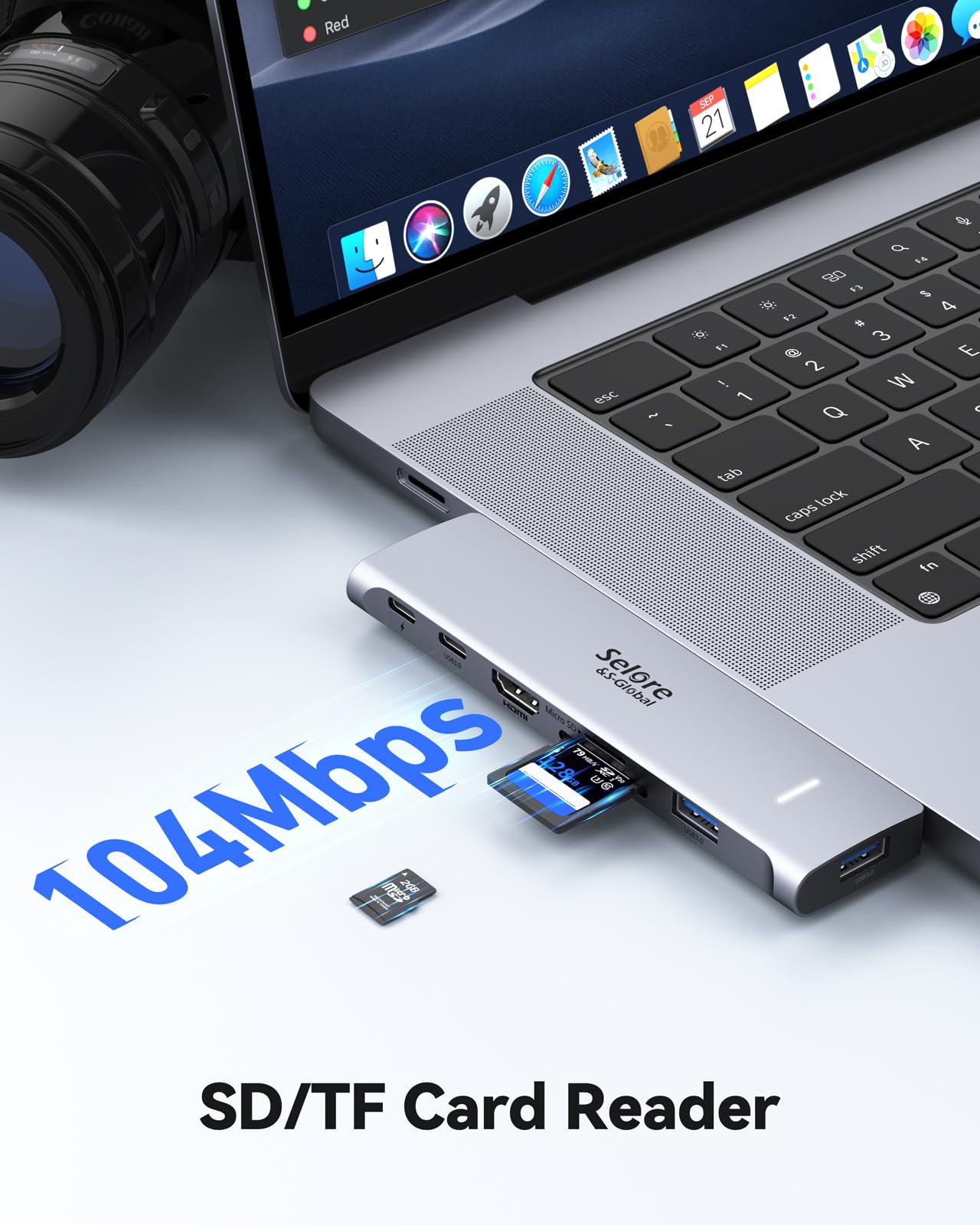 7-in-2 USB C Hub for MacBook Pro/Air - 4K HDMI, Thunderbolt 3, 100W USB-C PD, 2x USB 3.0, SD/TF Card Reader - Compatible with MacBook Pro/Air 2016-2022 | Perfect for Work, Travel & Home Office Connectivity