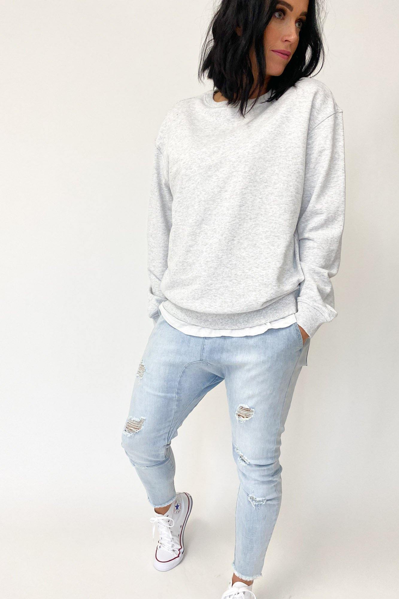 AS Colour Premium Crew Neck T-Shirt - Soft Cotton Blend, White Marle - Perfect for Casual Wear, Layering & Everyday Comfort
