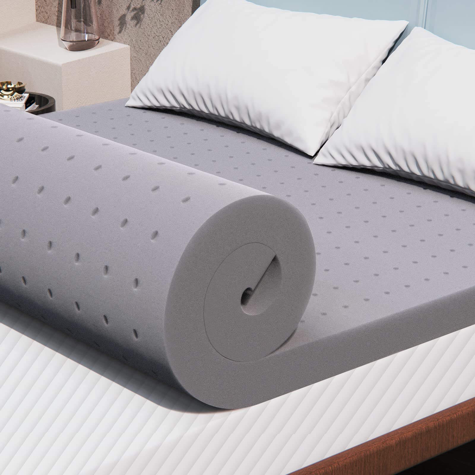 Maxzzz 4 Inch Memory Foam Mattress Topper Twin Size - Bamboo Cooling Mattress Pad with Ventilation, CertiPUR-US Certified Plush Topper for Back Pain Relief - Perfect for Guest Beds, Dorms & Home Comfort