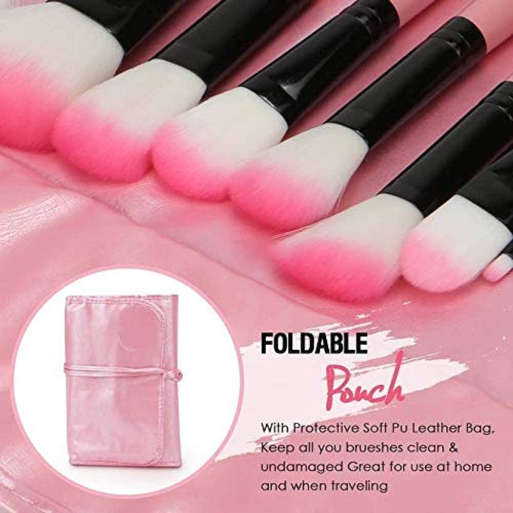 UTRUST 24-Piece Soft Bristle Makeup Brush Set with Storage Pouch - Professional Cosmetic Brushes for Foundation, Blending, Contouring (Pink) | Perfect for Makeup Artists & Beauty Enthusiasts