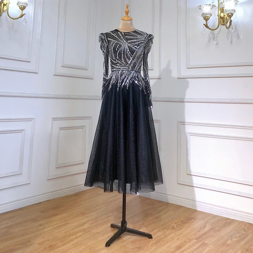 Elegant Black Muslim Evening Dress Long Sleeve LA71290 - Perfect for Special Occasions, Weddings & Formal Events