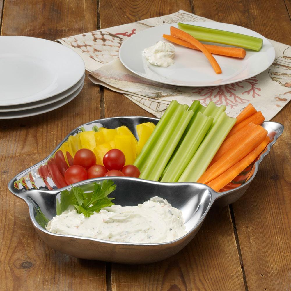 Premium Shell-Shaped Chip and Dip Serving Platter - Elegant Party Appetizer Tray for Entertaining, Snacks & Dips at Gatherings, BBQs, and Game Nights