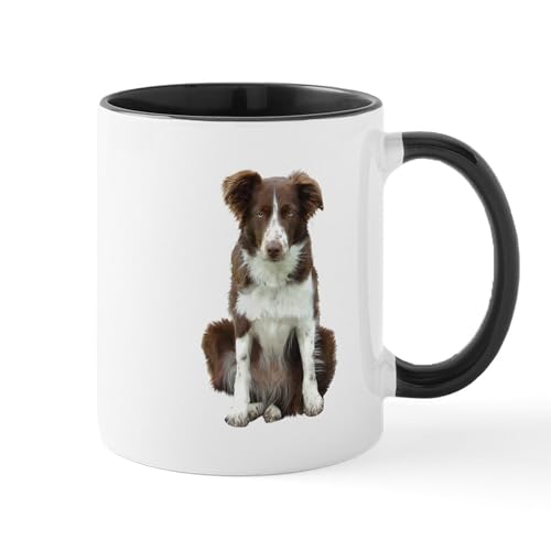 White/Black Inside - Border Collie (Brwn) Mug