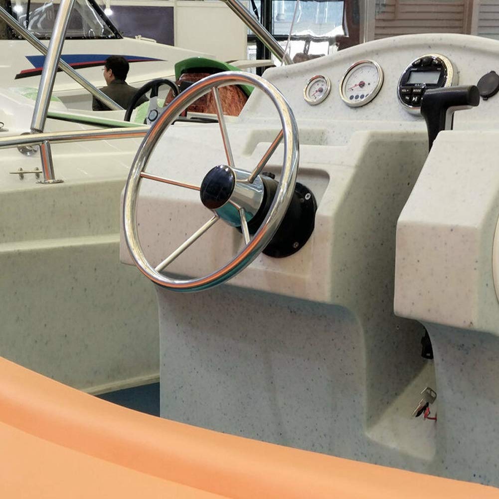Acouto 15.5 Inch 5-Spoke Marine Steering Wheel - 10° Tilt Stainless Steel Boat Accessories for Yachts & Fishing Boats | Perfect for Smooth Navigation & Water Sports