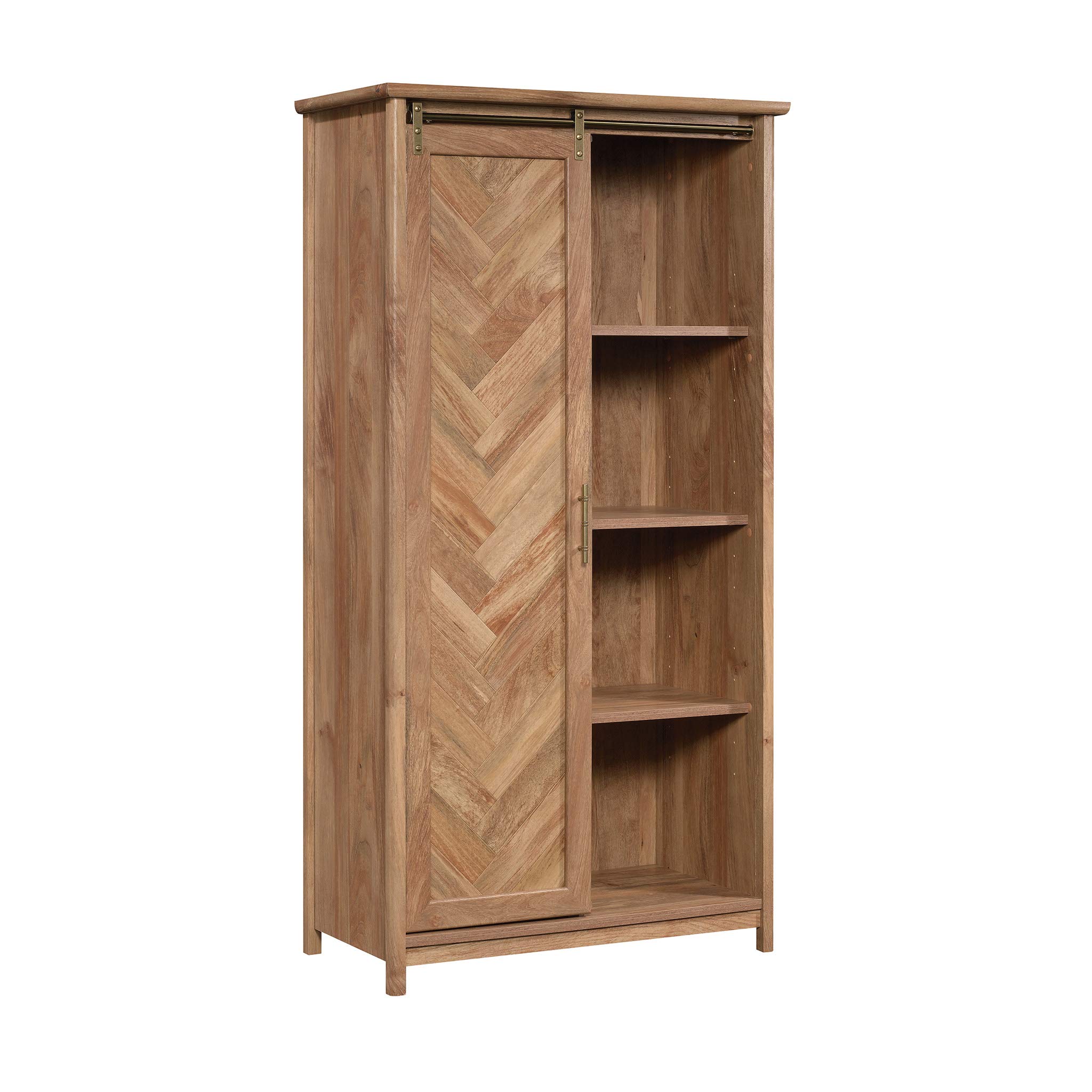 Sauder Coral Cape Storage Cabinet with Sindoori Mango Finish - Pantry Organizer, Kitchen Cabinet for Spice Storage & Home Organization