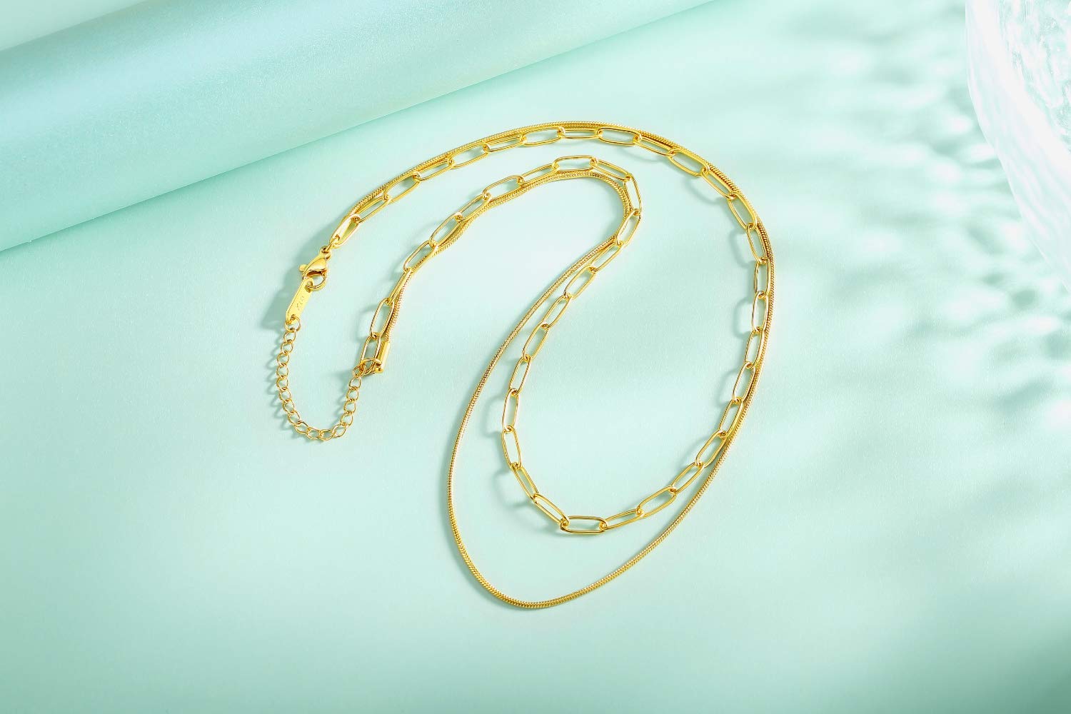 Layered Gold Chain Choker Necklace Set for Women - Cuban Link, Paper Clip, Snake & Rope Chains | Dainty Layering Jewelry for Everyday Wear, Date Night & Special Occasions