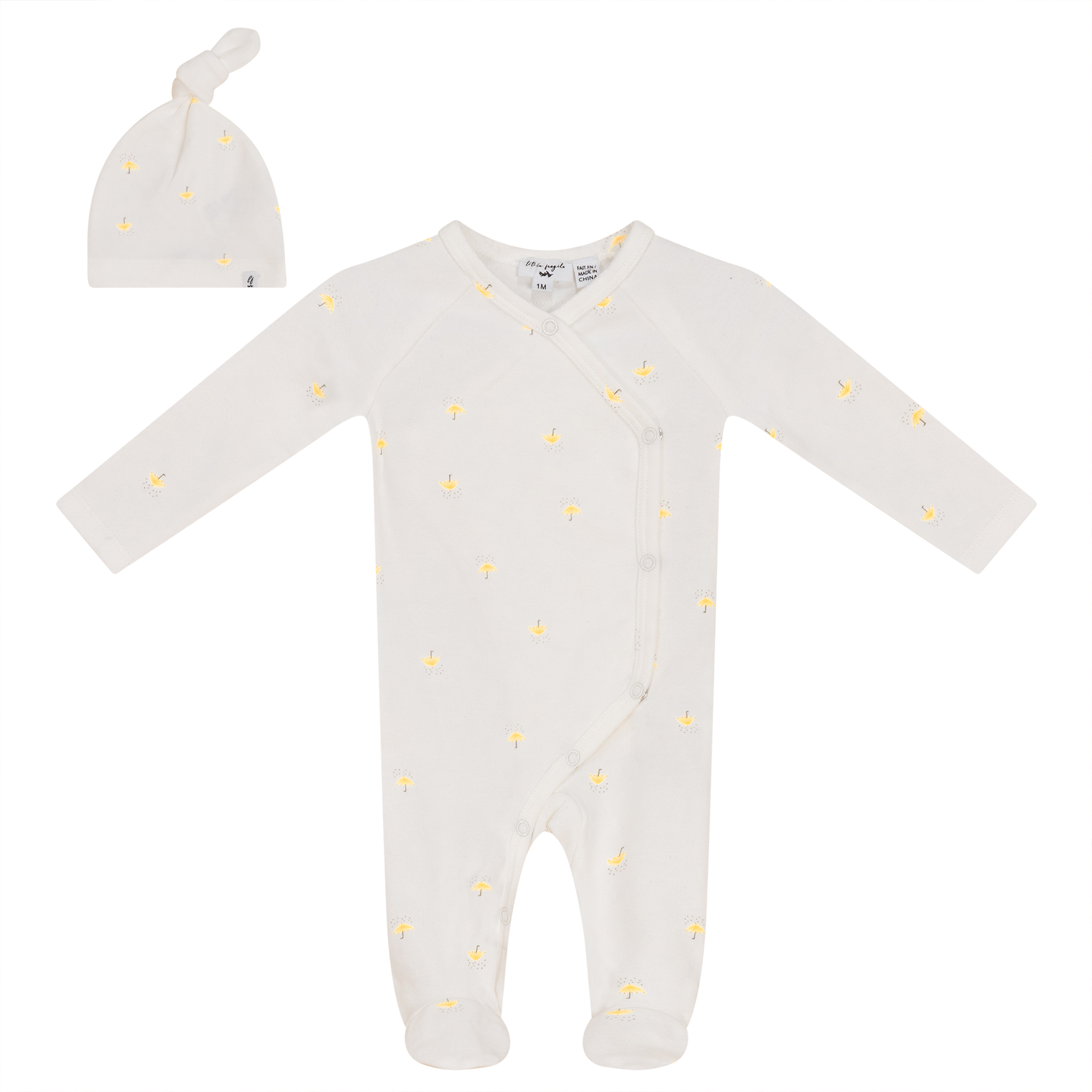 Stylish Umbrella Print Onesie with Matching Hat - Soft & Comfortable Baby Romper for Newborns & Toddlers - Perfect for Playtime, Outings & Photo Shoots