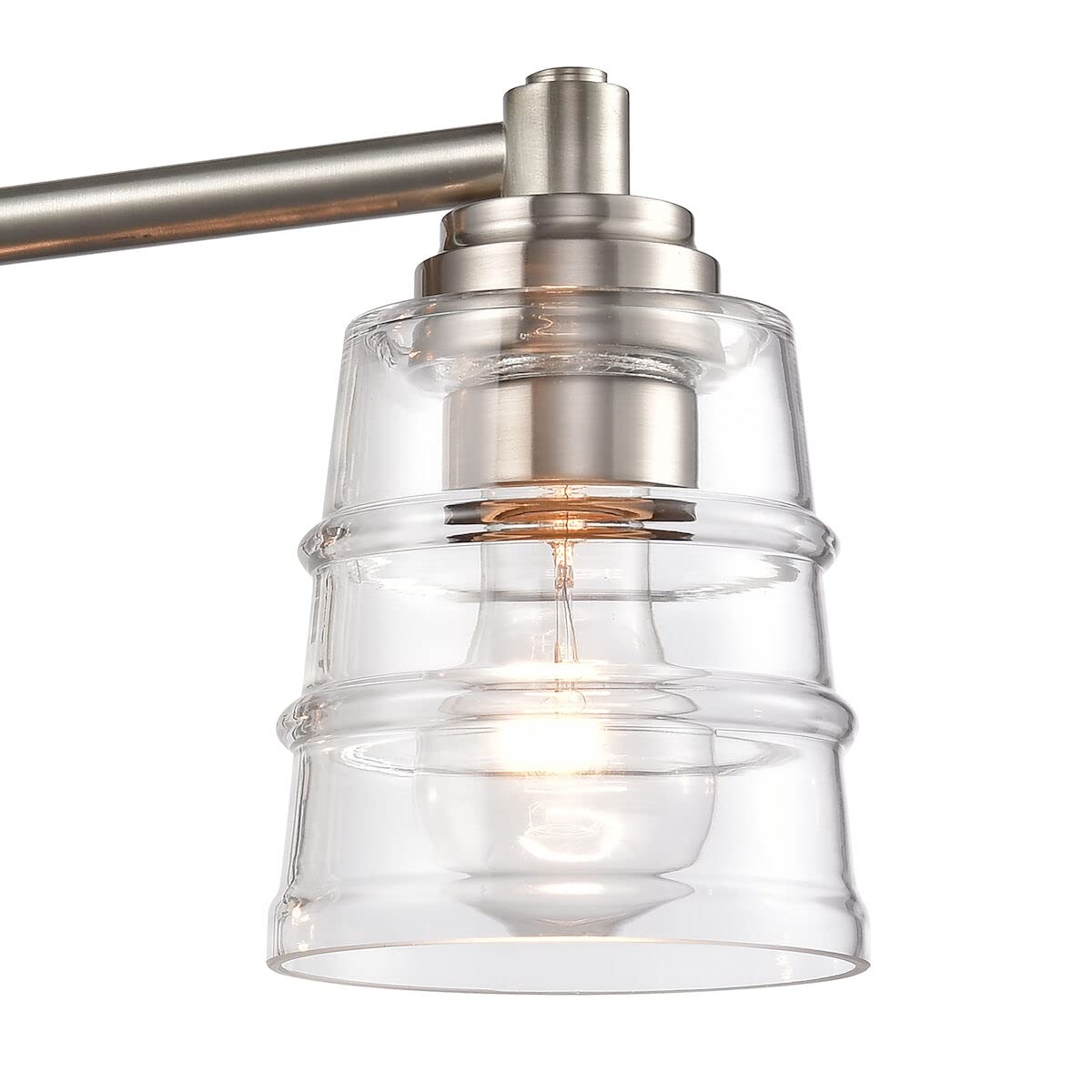 Elk Home Pulsate 4-Light Bathroom Vanity Light Fixture - Satin Nickel Finish with Clear Glass Shades, Transitional Style for Modern Bathroom & Powder Room Lighting