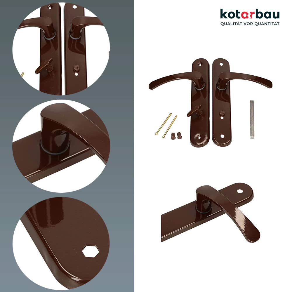 KOTARBAU® 72mm Left Right WC Brown Aluminum Door Handle Set - Long Plate Toilet & Room Door Fitting for Bathroom, Restroom, and Home Interior Upgrade