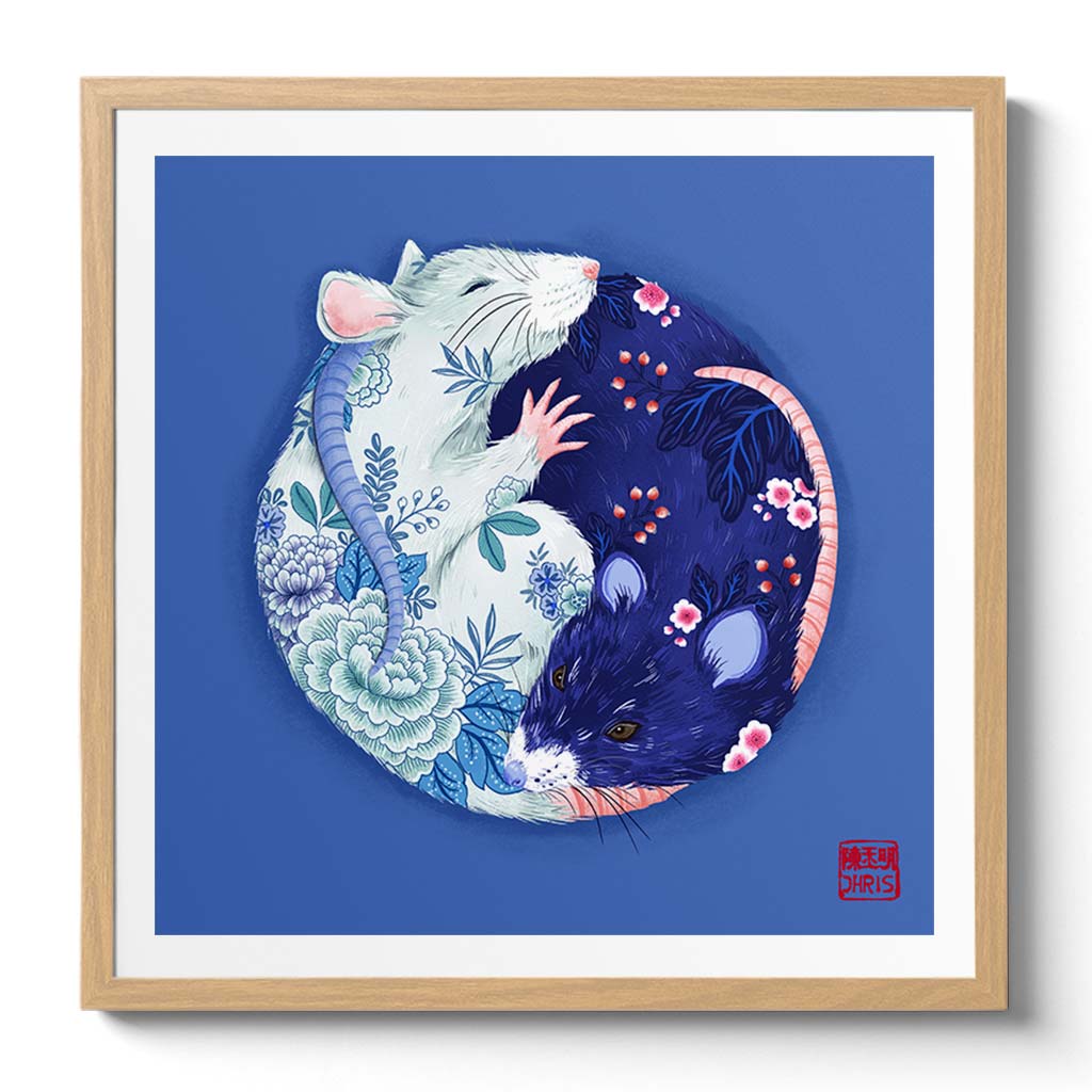 Yin and Yang Chinoiserie Wall Art - Asian Inspired Home Decor for Living Room, Bedroom & Office - Feng Shui Harmony Design