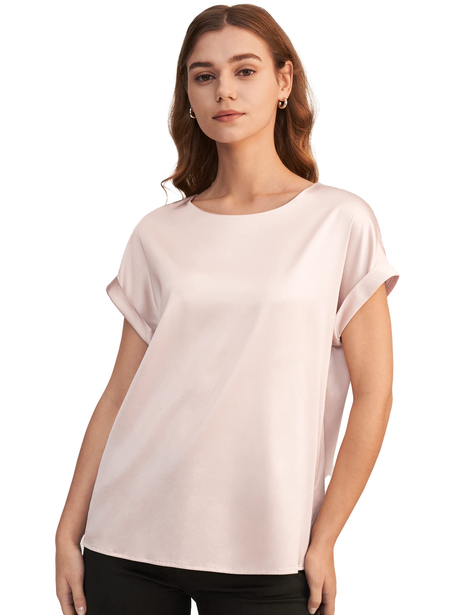 Luxury LilySilk Women's Short Sleeve Silk Blouse - 100% Pure Mulberry Silk Top for Spring & Summer | Office Wear, Business Casual & Everyday Elegance