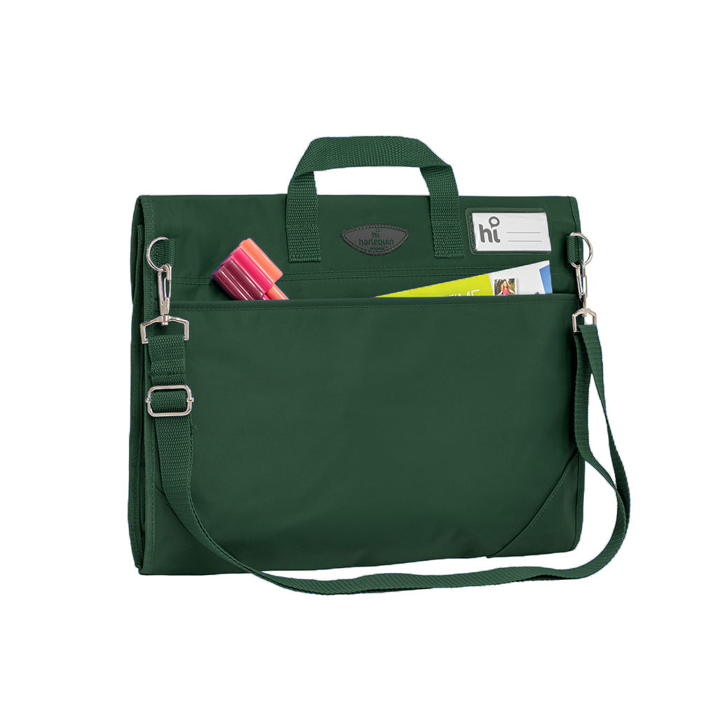 Premium Crown Street Safety Library Bags in Bottle Green - Durable Book Carriers for Students, Teachers & Book Lovers - Perfect for School, Library & Daily Commute