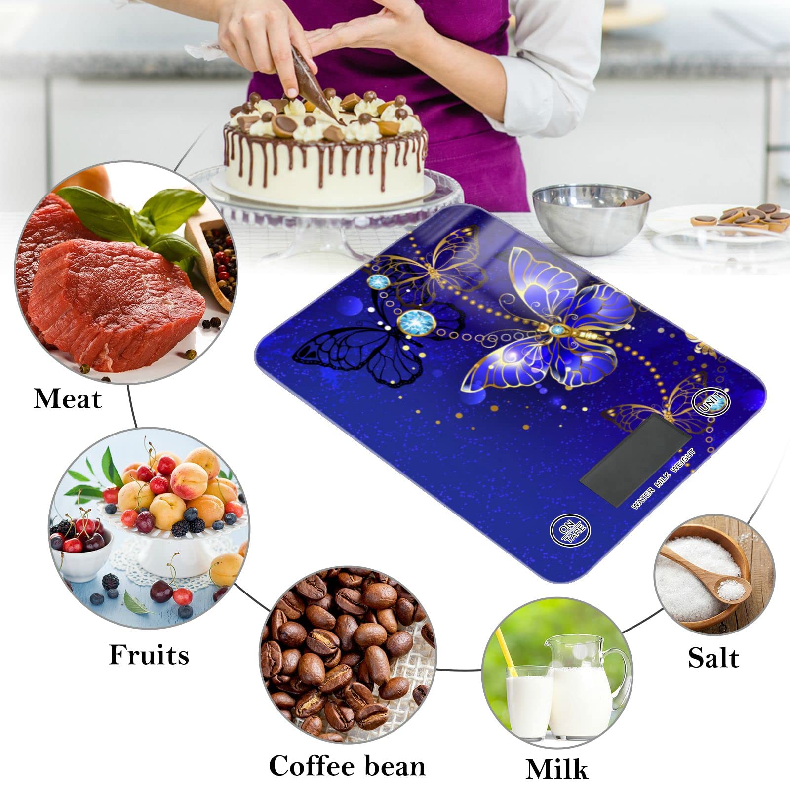 **Precision Digital Kitchen Scale - Jewelry & Butterfly Design, Waterproof, Measures in Ounces & Grams - Perfect for Cooking, Baking, Weight Loss & Jewelry Making**    *(Use Cases: Ideal for portion control, meal prep, baking recipes, jewelry crafting, and precise ingredient measurement.)*