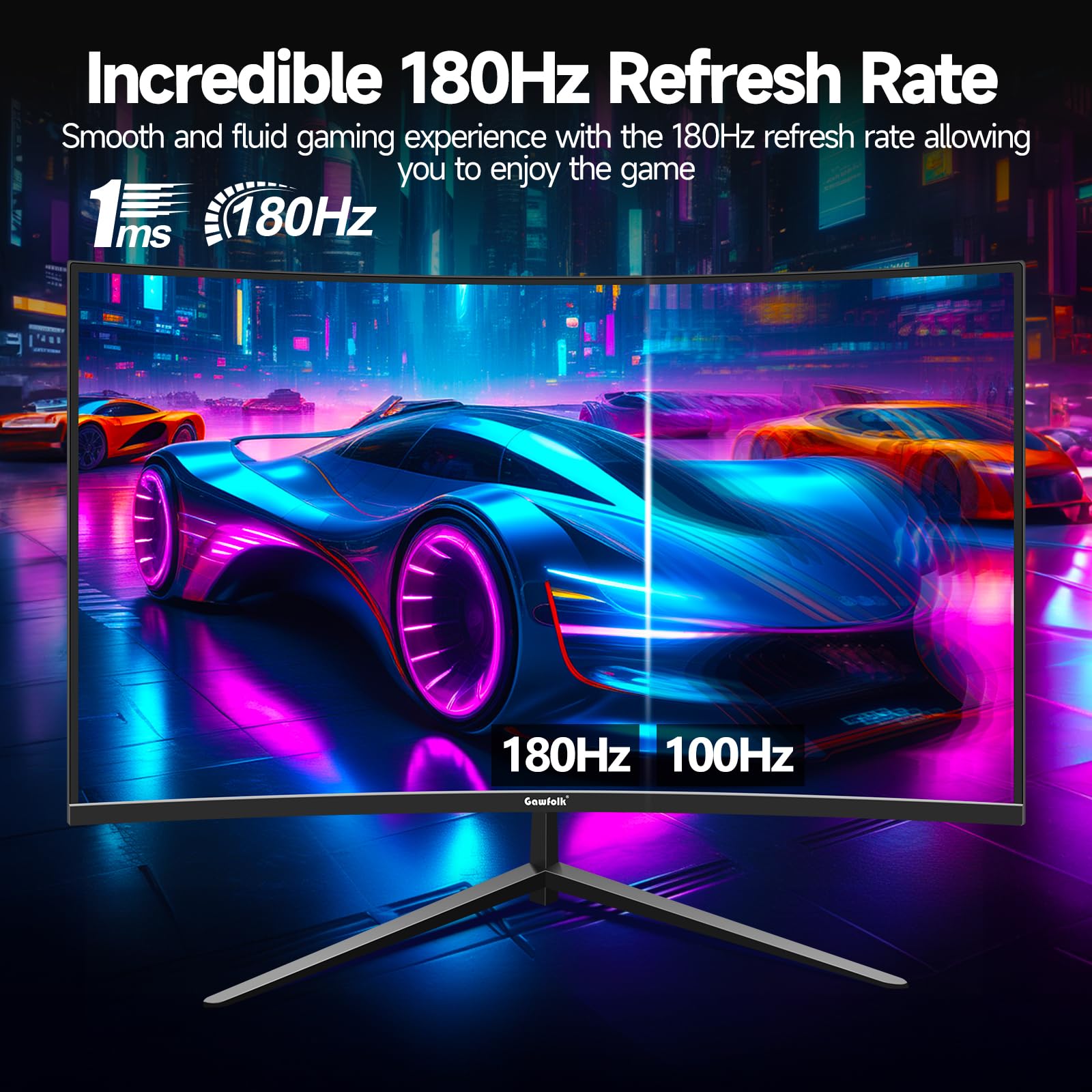 CRUA 27 Inch 180Hz Curved Gaming Monitor - Full HD 1080P, 1500R Frameless PC Monitor with AMD FreeSync & Eye Care Technology, VESA Mount Compatible - Perfect for Esports, Work & Home Office Setup