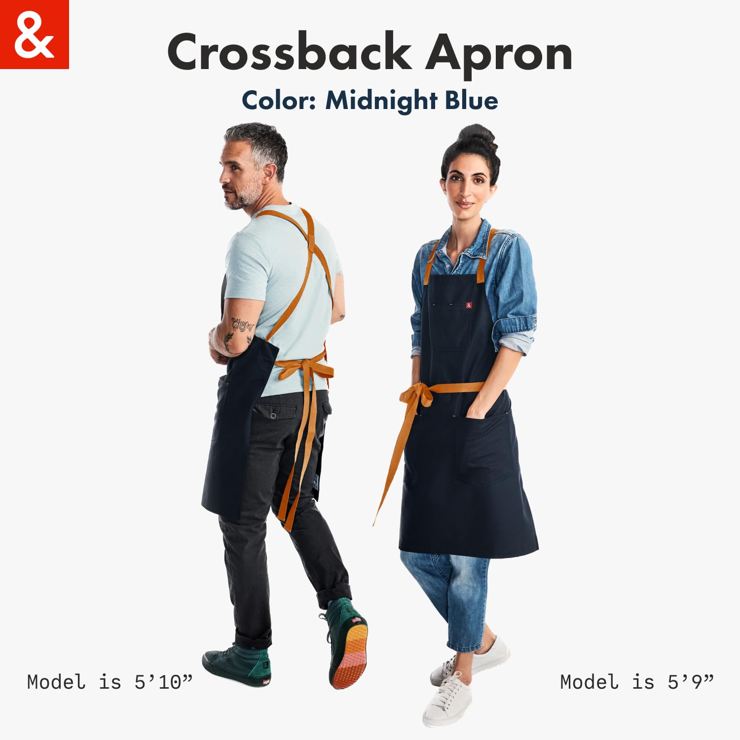 Hedley & Bennett Crossback Apron - Premium 8oz 100% Cotton Twill Chef Apron with Pockets & Adjustable Straps for Cooking, Grilling & Baking - Unisex Professional Kitchen Apron (Midnight Blue) - Ideal for Chefs, BBQ Enthusiasts & Home Cooks