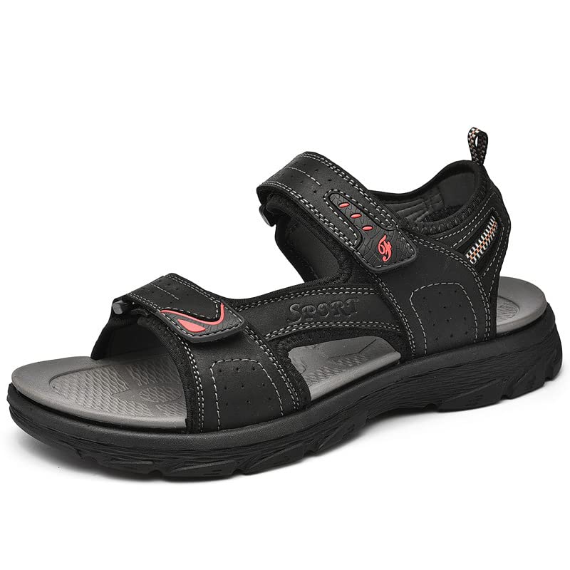 Men's Leather Hiking Sandals - Waterproof Beach & Outdoor Sport Sandals with Arch Support - Perfect for Summer Walking, Travel & Water Activities
