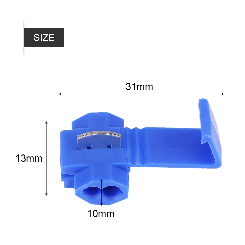 50pcs Quick Splice Wire Connectors Kit - Blue Insulated Terminals for 0.72-2.5mm² Wires (22-14 AWG) - Secure Electrical Connections for Automotive, Home Wiring & DIY Projects - Fast Installation Wire Splice Clips for Reliable 2-Wire Joining