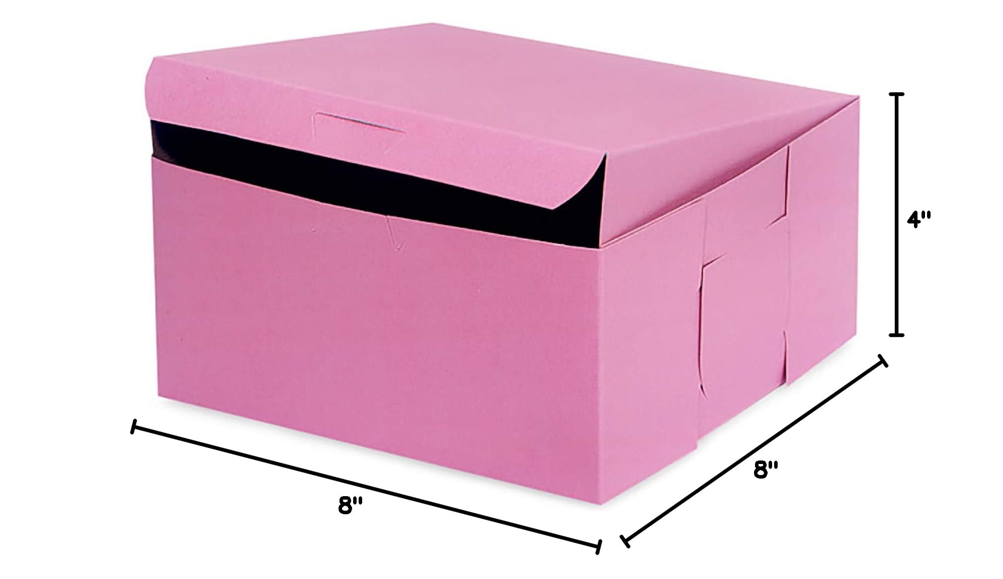 Eco-Friendly 8x8x4 Inch Recycled Pink Kraft Cake Box with 8 Inch Round Cake Boards (10-Pack, Front Loading) – Perfect for Bakeries, Wedding Cakes & Gift Packaging
