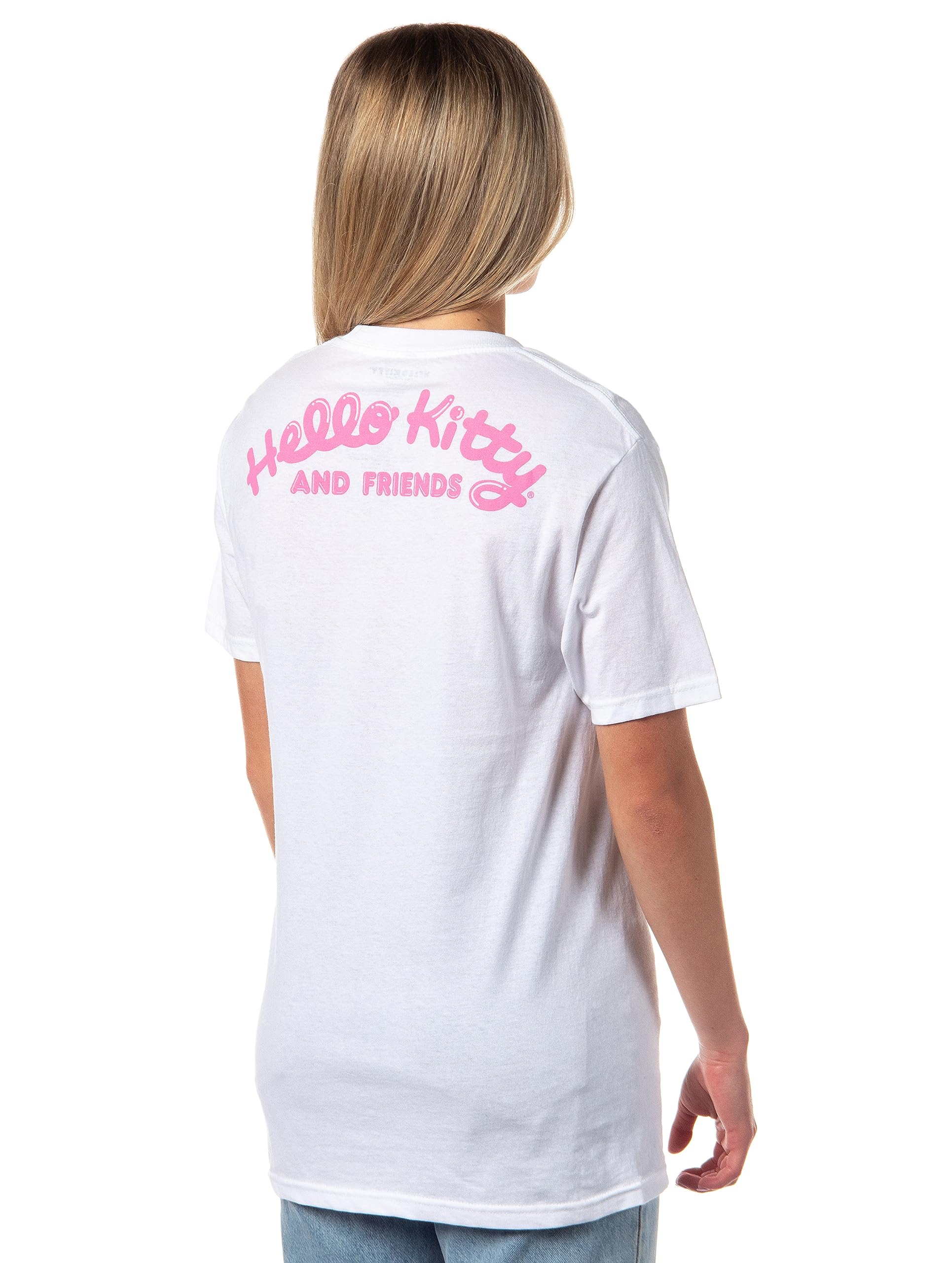 Hello Kitty and Friends Women's Graphic T-Shirt - Cute Anime Kawaii Snacks & Games Print Tee for Casual Wear, Gifts, and Anime Lovers