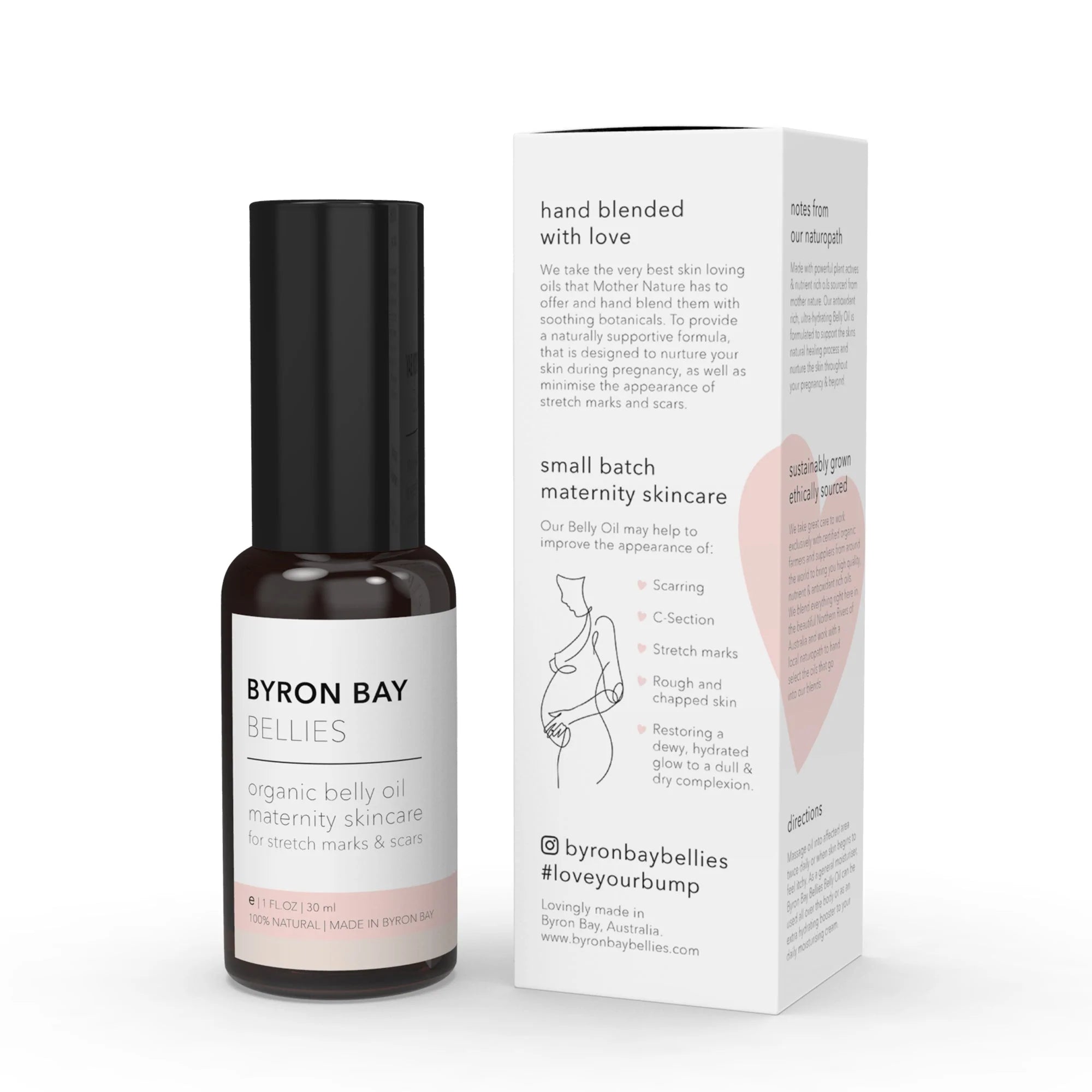 Byron Bay Bellies Premium Organic Stretch Mark Belly Oil for Pregnancy - Natural Moisturizing & Nourishing Skin Care Solution for Moms-to-Be, Safe & Chemical-Free for Daily Use During and After Pregnancy