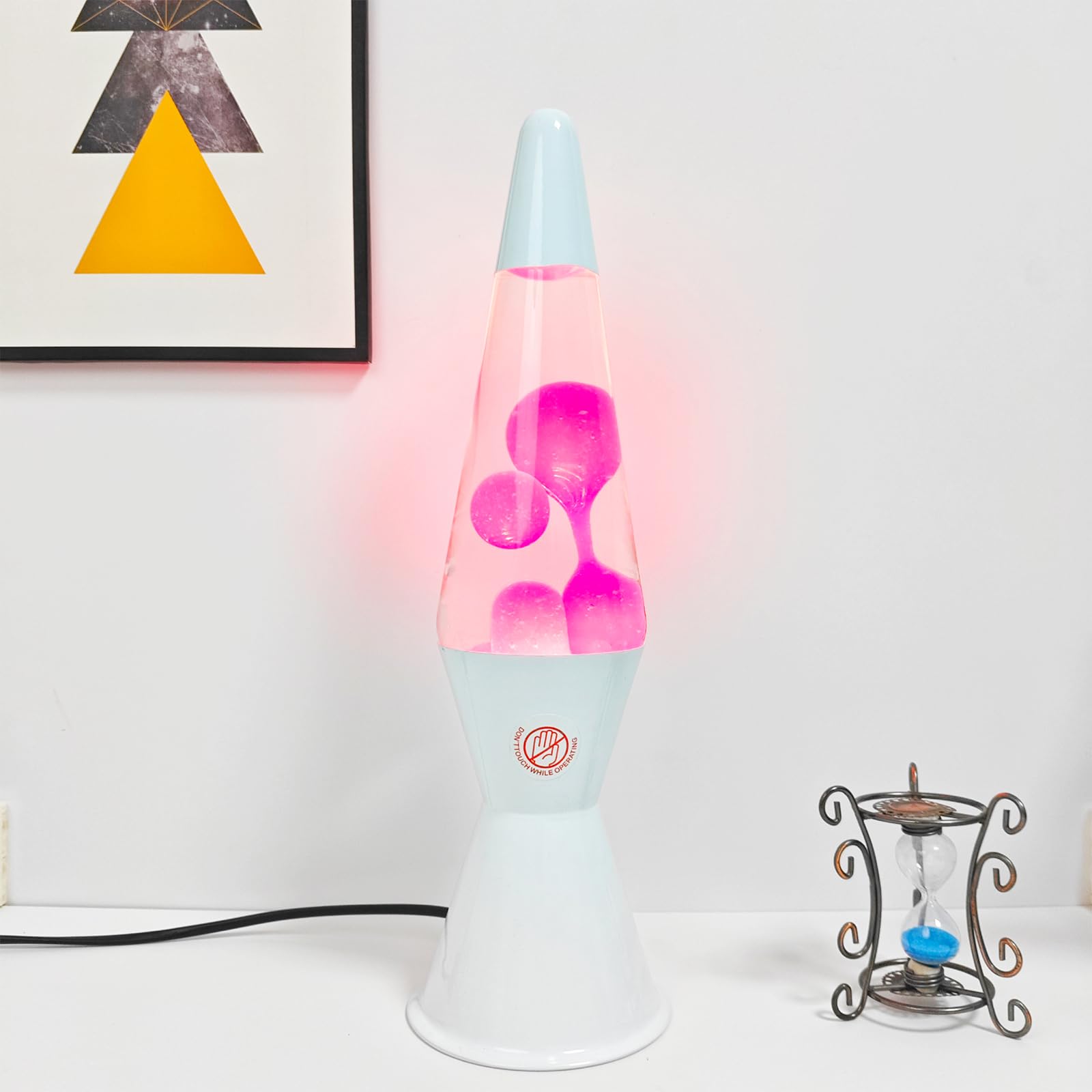 16 Inch Pink Wax Liquid Motion Lamp - Transparent Magma Motion Night Light for Relaxation & Meditation | Perfect Home Decor for Living Room, Bedroom, Office | Creates Soothing Ambiance for Stress Relief & Sleep Aid