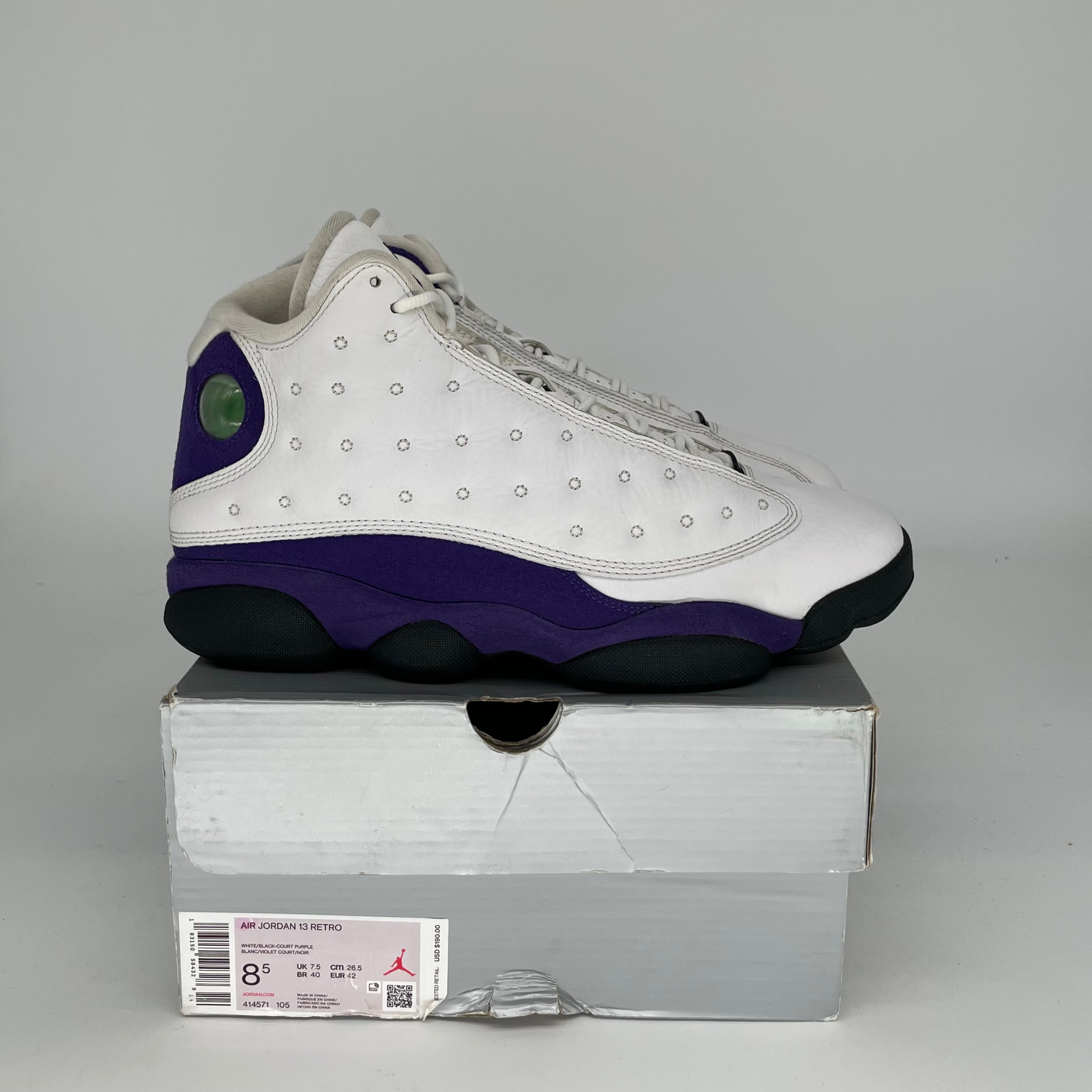 AIR JORDAN 13 Retro Lakers Purple Gold Men's Basketball Shoes Size 8.5/10W - Style 414571-105 | Perfect for NBA Games, Streetwear & Sneaker Collection
