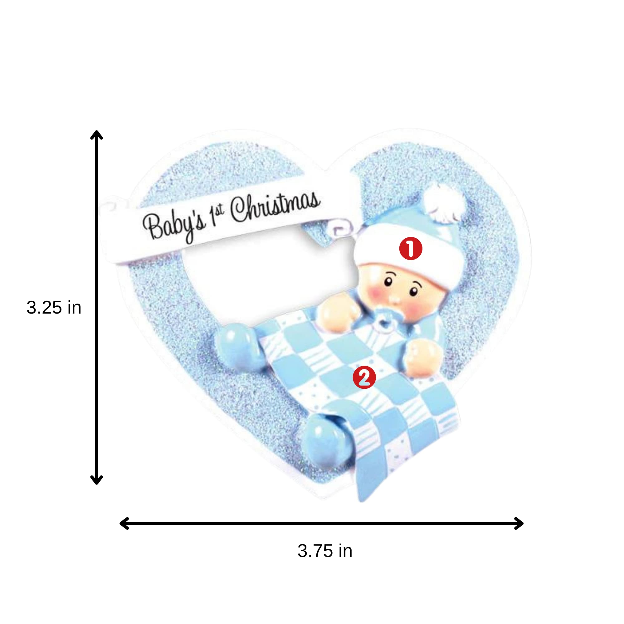 2024 Personalized Baby's First Christmas Ornament - Custom Blue Baby Boy Blanket in Heart Design - Newborn Keepsake for Baby Shower - Free Customization - Perfect for Baby's First Christmas & Holiday Decor