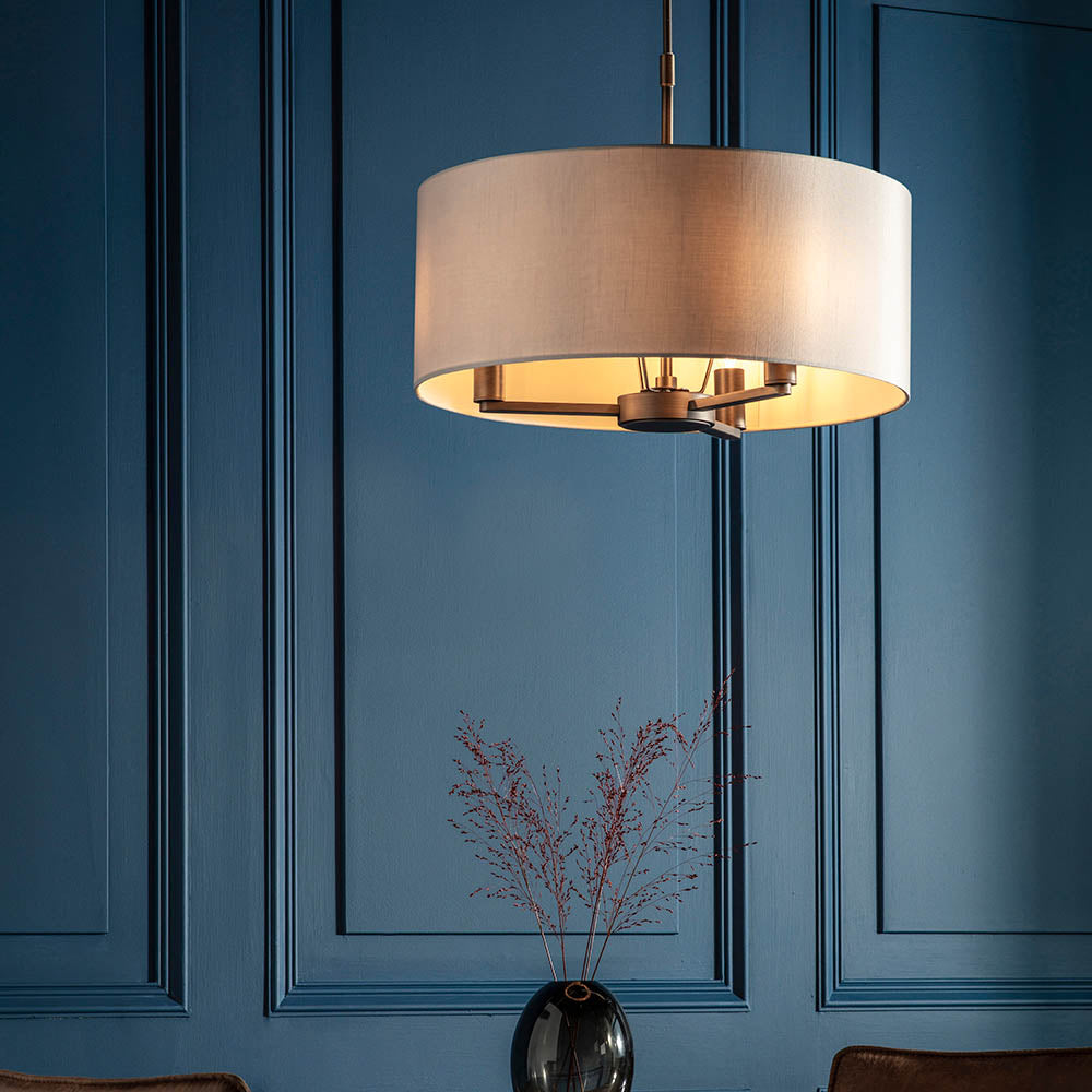 Alistair 3Lt Shaded Pendant Light Fixture - Antique Bronze & Matte Nickel Finish - Perfect for Dining Room, Kitchen Island or Bedroom Lighting