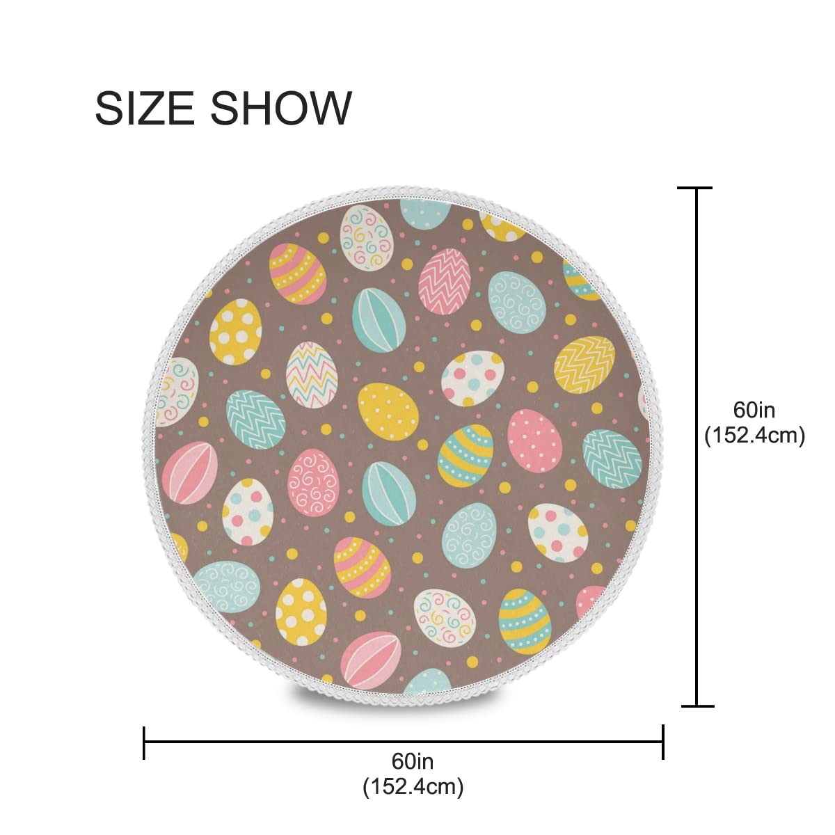 60 Inch Round Tablecloth - Floral Easter Egg Design for Dining, Kitchen, Wedding & Party Decor - Machine Washable Polyester Fabric - Perfect for Holiday Gatherings, Easter Brunch & Special Occasions