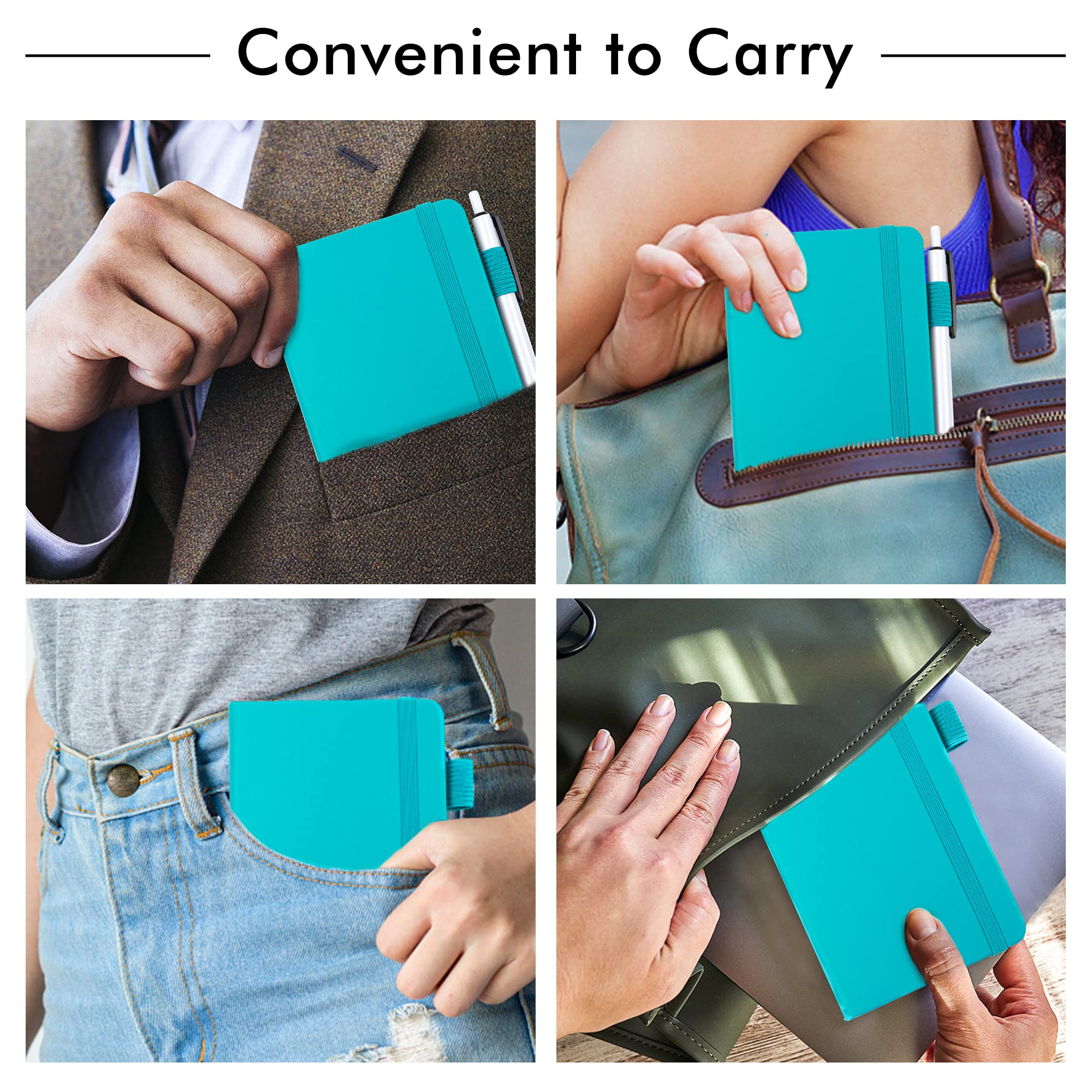 15 Pack Pocket Notebooks - Mini Hardcover Lined Journals with Pen Holder, 3.5