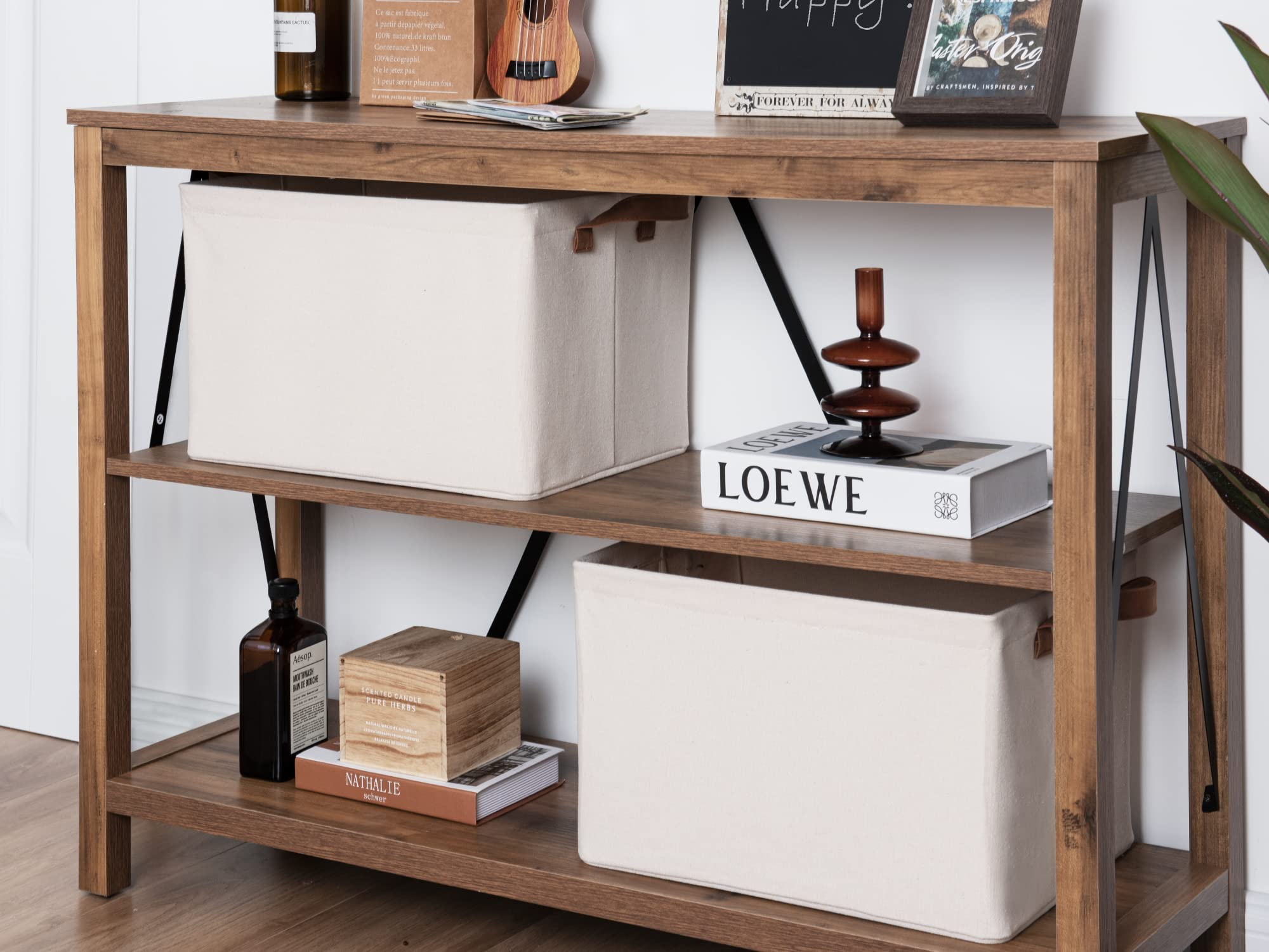 Metal Storage Baskets for Shelves - 3 Pack with Frame | Organize Kitchen, Bathroom & Office | Heavy Duty Wire Storage Bins for Home Organization