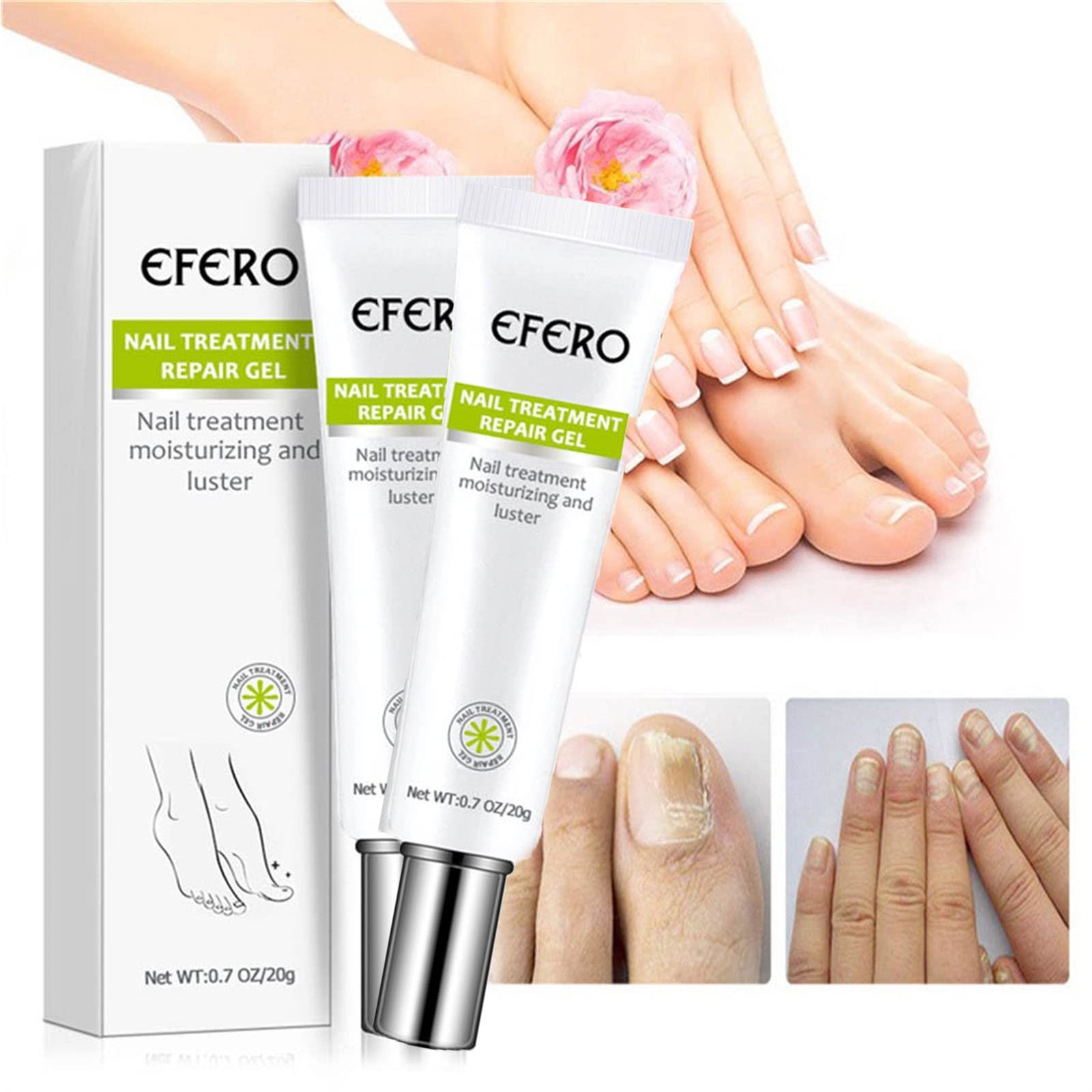 Efero Nail Repair Essence Gel - Damaged Nail Treatment & Toenail Care Cream - Restores Discolored Nails - Instant Beauty Solution (2Pcs) - Perfect for Salon Use & At-Home Nail Restoration