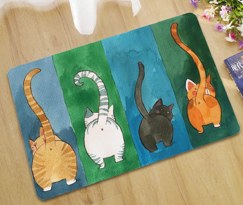 ChezMax Non-Slip Waterproof Doormat 23x35 Inches - Absorbent Indoor/Outdoor Welcome Mat for Front Door, Entryway, Bath & Kitchen - Pet-Friendly Floor Rug with Cat Design - Perfect for Muddy Shoes & Wet Paws