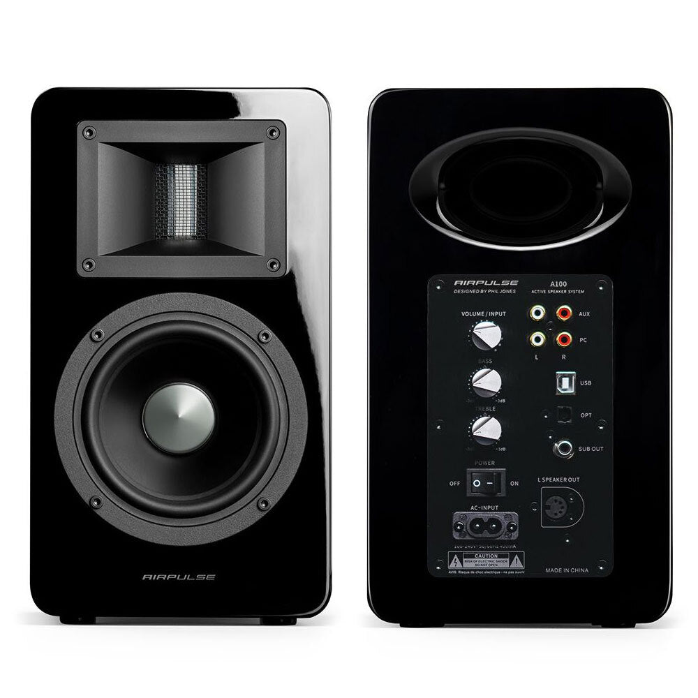 Airpulse A100 Active Wireless Bluetooth Speakers with WiiM Mini Streamer - HiFi Audio System for Home Theater, Music Streaming & Gaming (Black)