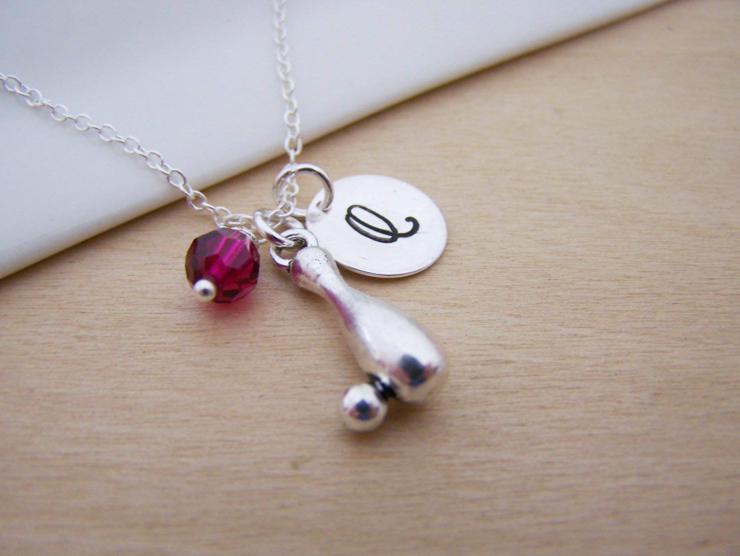 Personalized Sterling Silver Bowling Pin Charm Necklace - Custom Name Jewelry Gift for Bowlers, Sports Enthusiasts & Coaches - Perfect for Birthdays, Tournaments & Team Celebrations