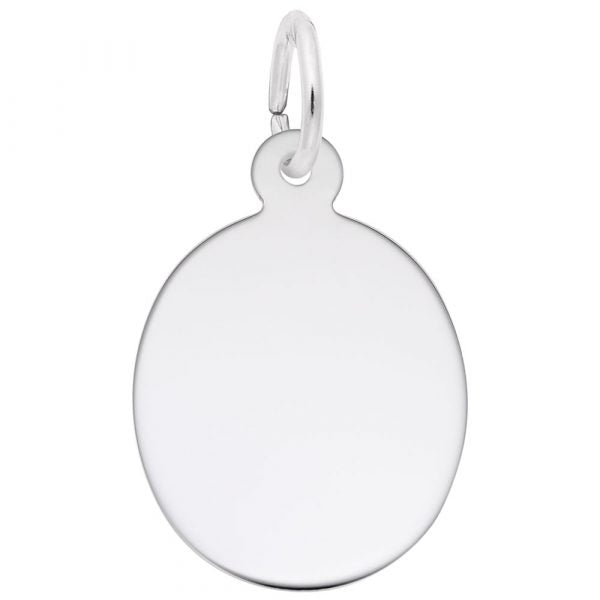 14K White Gold Oval Disc Charm Pendant - Elegant Minimalist Jewelry for Necklace, Bracelet & Gift Giving