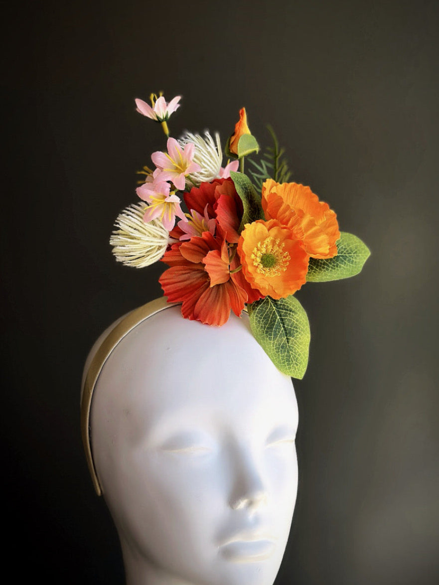 Elegant Orange Fascinator Hat for Women - Perfect for Weddings, Tea Parties & Special Occasions