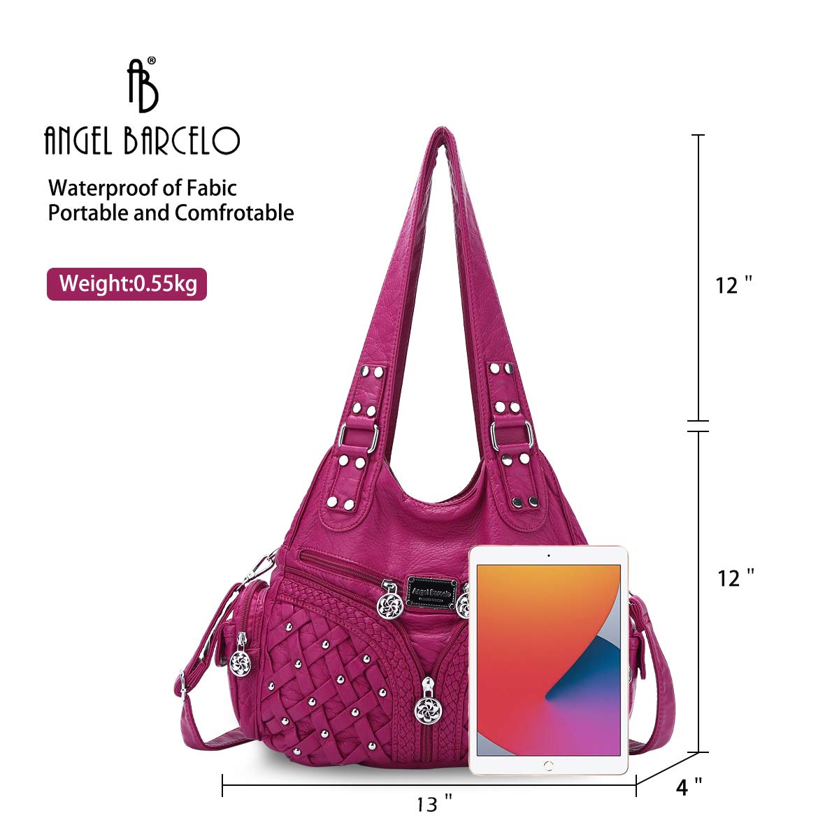Angel Barcelo Women's PU Leather Tote Bag - Fashion Shoulder Purse for Work & Travel