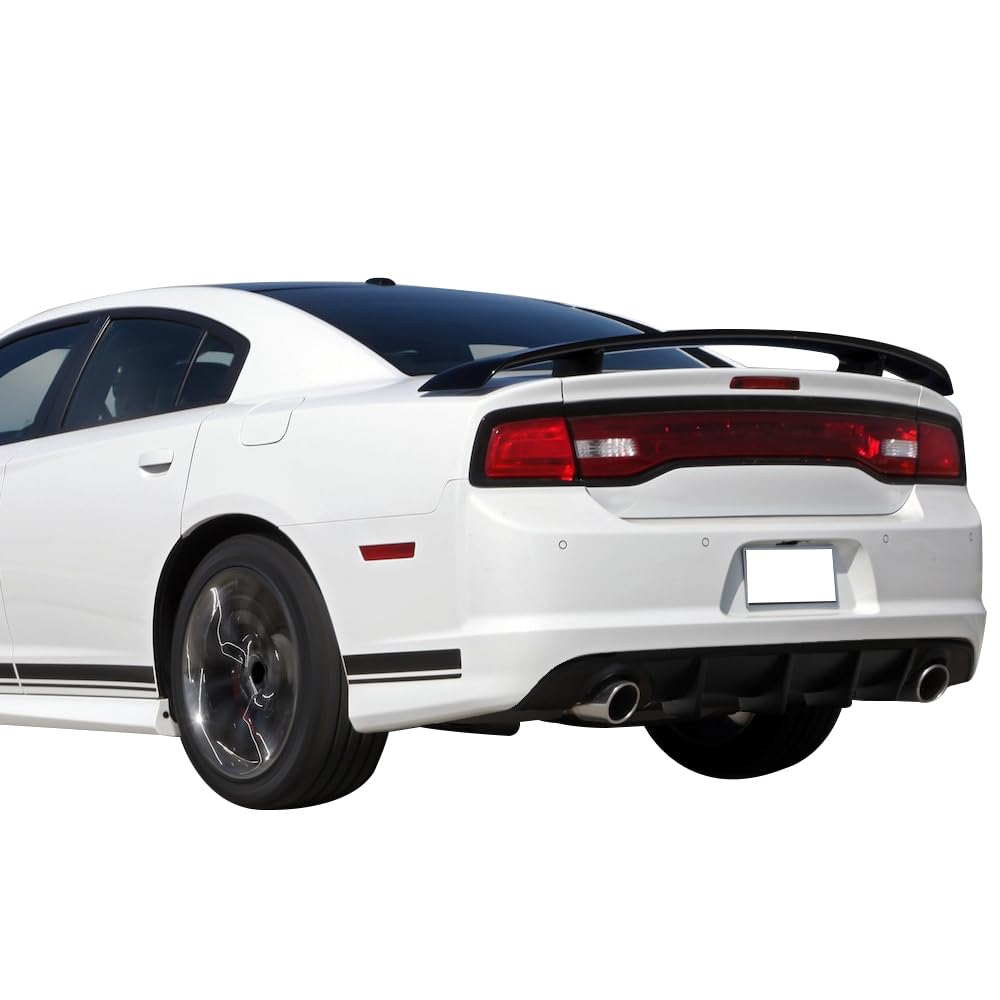 IKON MOTORSPORTS Rear Bumper Diffuser for 2012-2014 Dodge Charger SRT8 | V2 Style PP Splitter Spoiler Valance Chin Diffuser Body Kit | Enhances Aerodynamics & Sporty Look for Street Racing & Car Shows