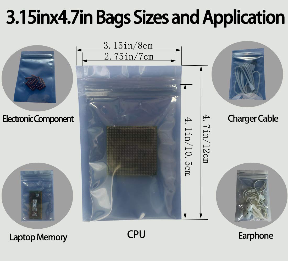 40pcs Anti Static Bags - 4 Sizes Mixed ESD Shielding Bags with Labels for Hard Drives, HDD & Electronic Components - Perfect for Computer Repair, PCB Storage & Electronic Device Protection