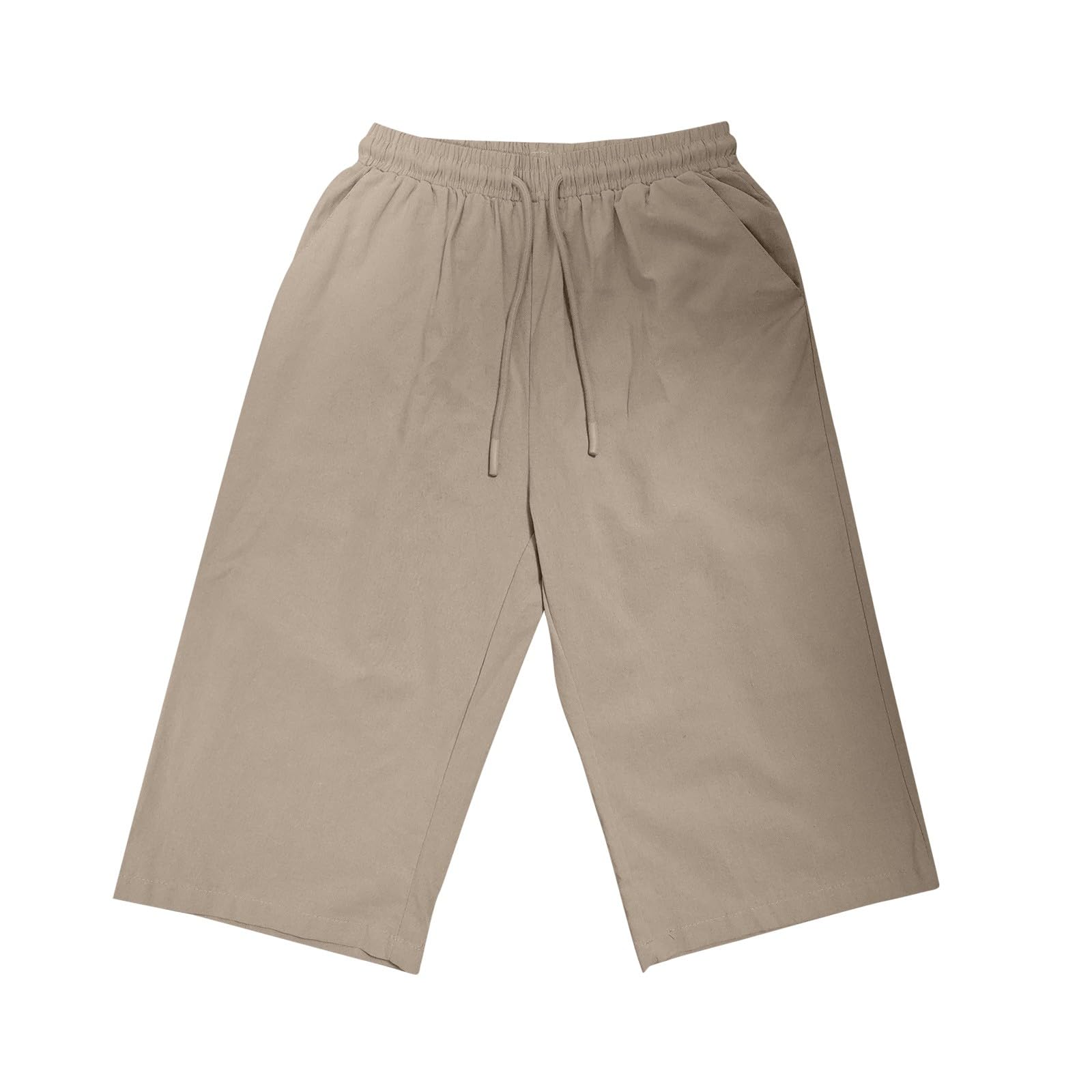 Women's Linen Shorts - Summer Cotton Capris with Drawstring Waist for Beach & Lounge
