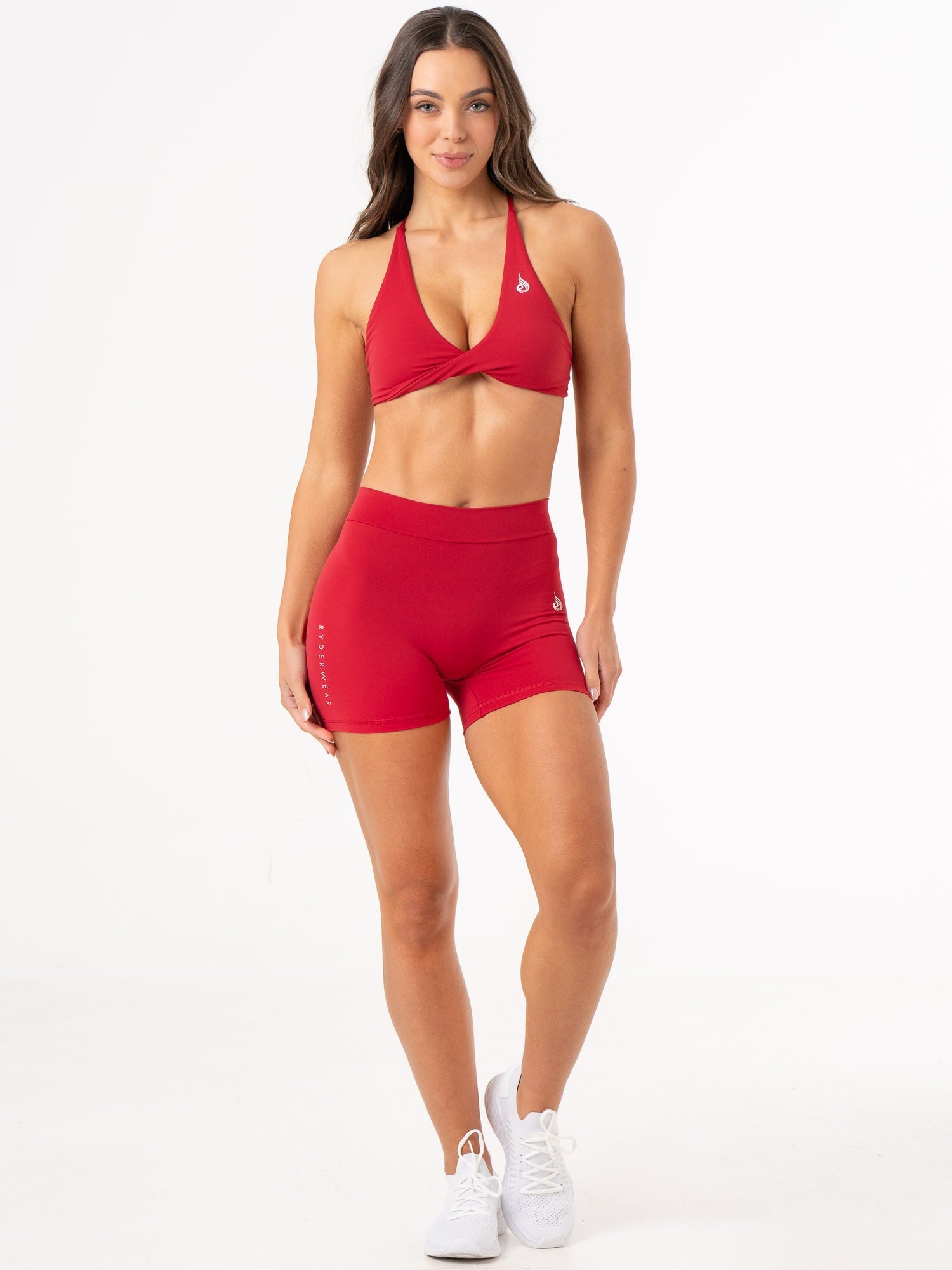 NKD V Scrunch Shorts for Women - High Waisted Yoga Shorts with Scrunch Butt Design, Cherry Red - Perfect for Workouts, Running, Yoga & Lounge Wear