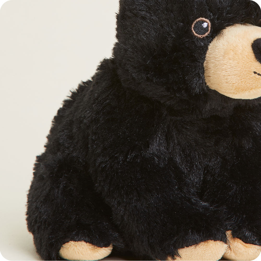 Black Bear Warmies Junior Plush Toy - Microwaveable Heating Stuffed Animal for Kids & Adults - Perfect for Relaxation, Stress Relief & Comfort at Home or Travel