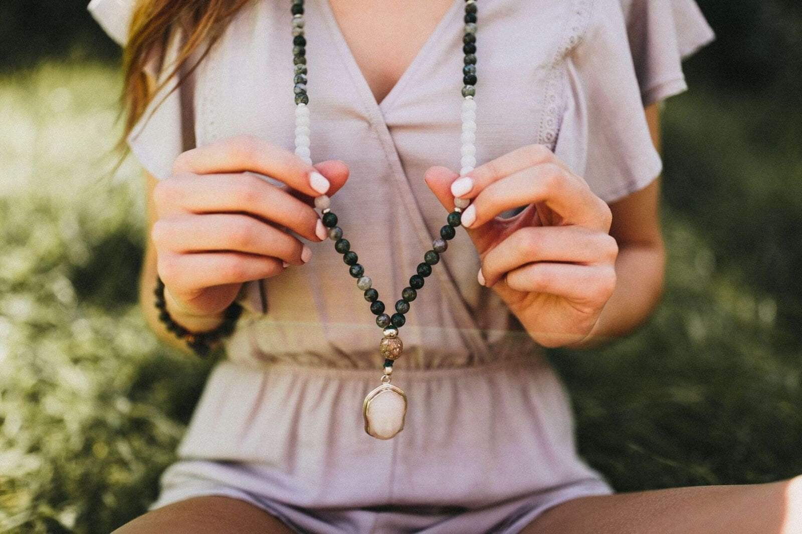 Continuous Prosperity Mala Beaded Necklace - Buddhist Prayer Beads for Meditation, Yoga & Spiritual Protection | Handmade Gemstone Jewelry Gift