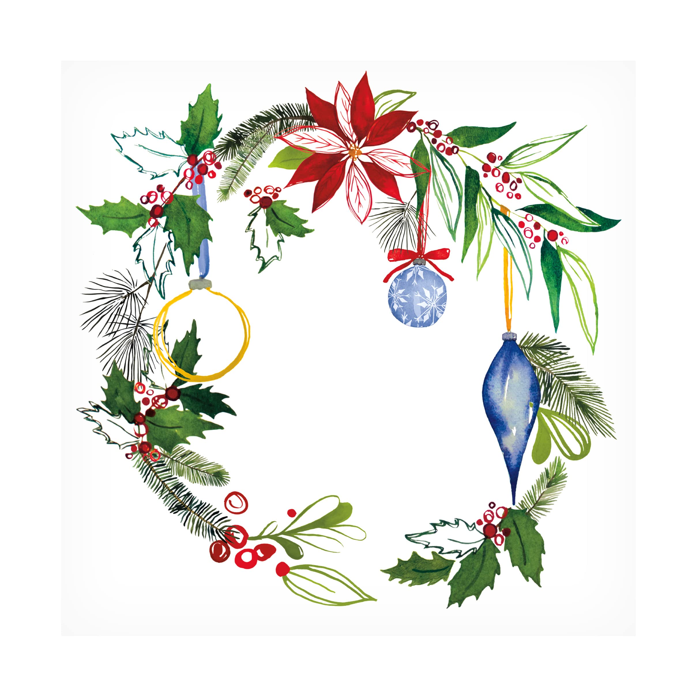 Trademark Fine Art 'Christmas Wreath V' Canvas Wall Art by Harriet Sussman - Holiday Home Decor for Living Room, Bedroom & Office