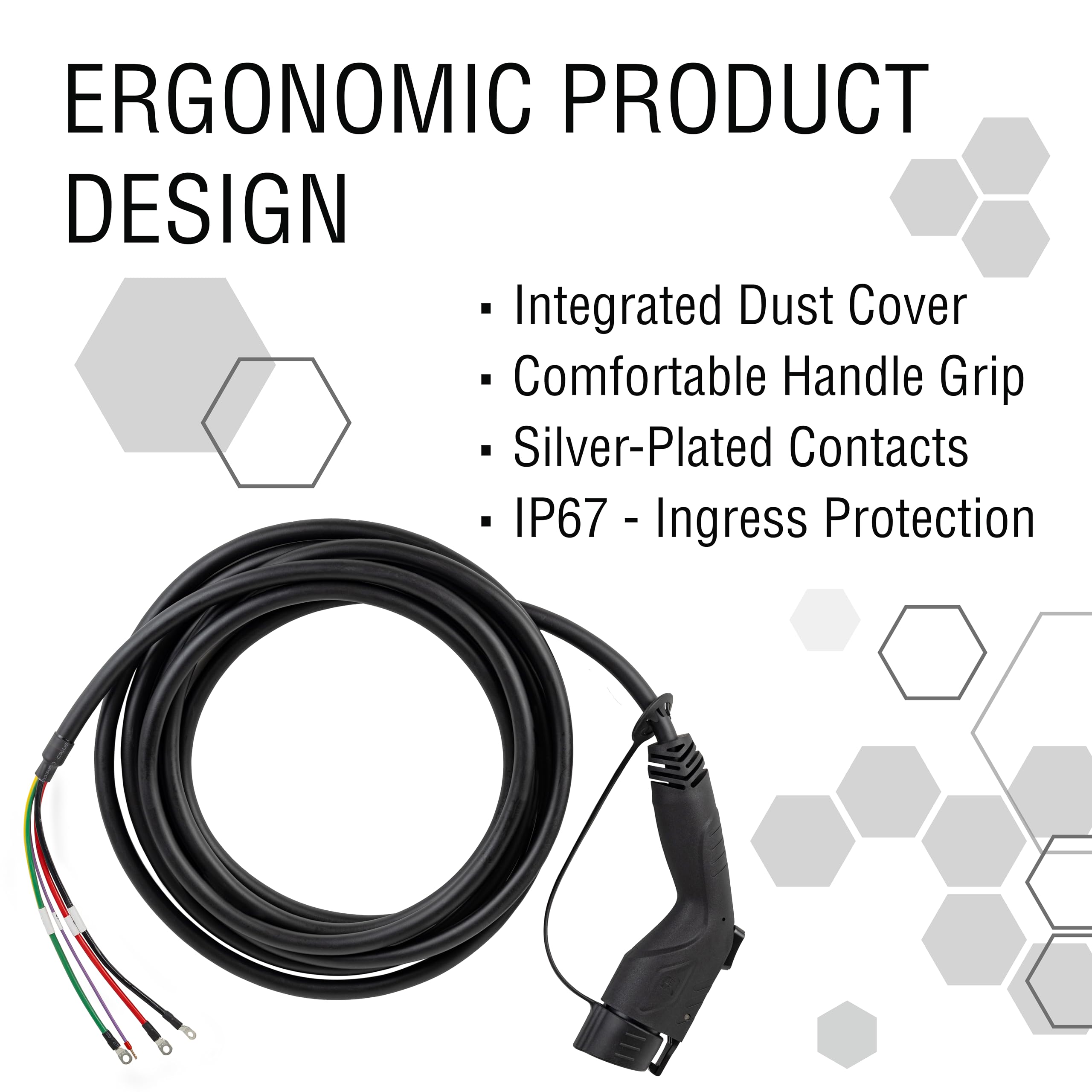 32 Amp 240V Level 2 EV Charger Replacement Cord - SAE J1772 Compatible with All Electric Vehicles, 20ft Charging Cable for Home & Public Charging Stations