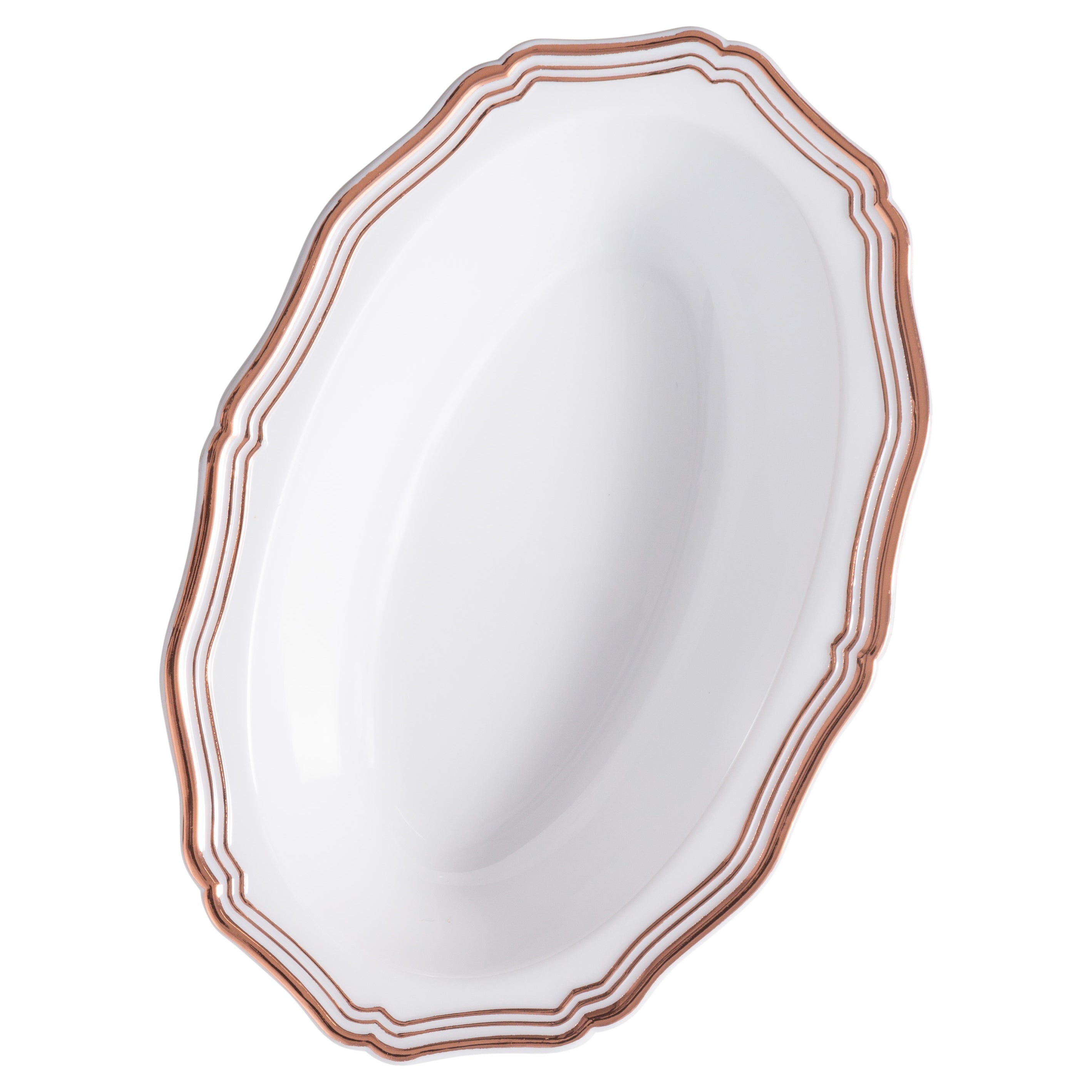 10-Pack Rose Gold & White Plastic Bowls - Elegant Round Serving Bowls for Parties, Picnics, Home Decor & Food Display (Durable & Stylish)