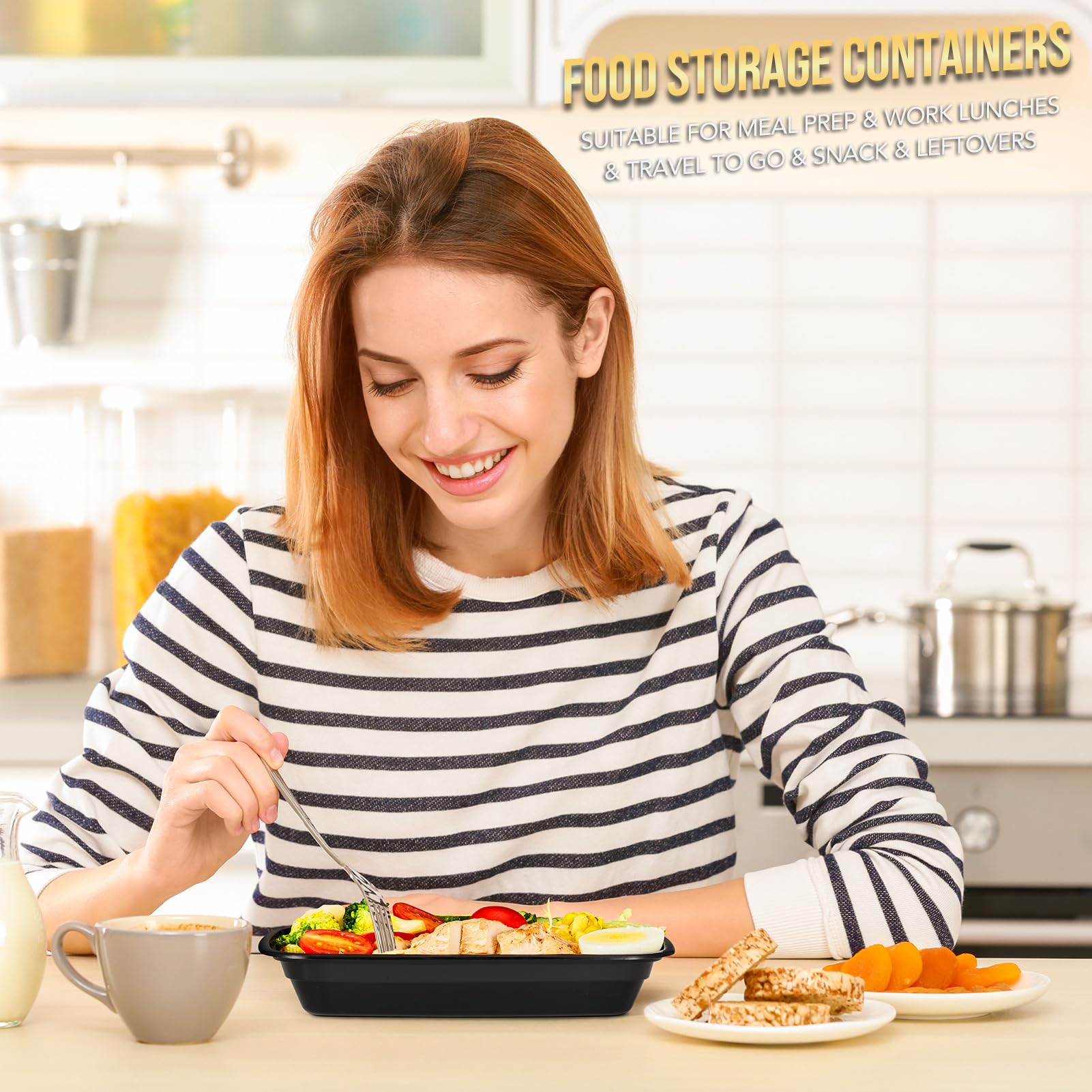 50-Pack 16 oz Reusable Meal Prep Containers with Lids - Leakproof, Microwave, Freezer & Dishwasher Safe - BPA-Free Plastic Food Storage Containers for Meal Prepping, Takeout, Leftovers & Office Lunch