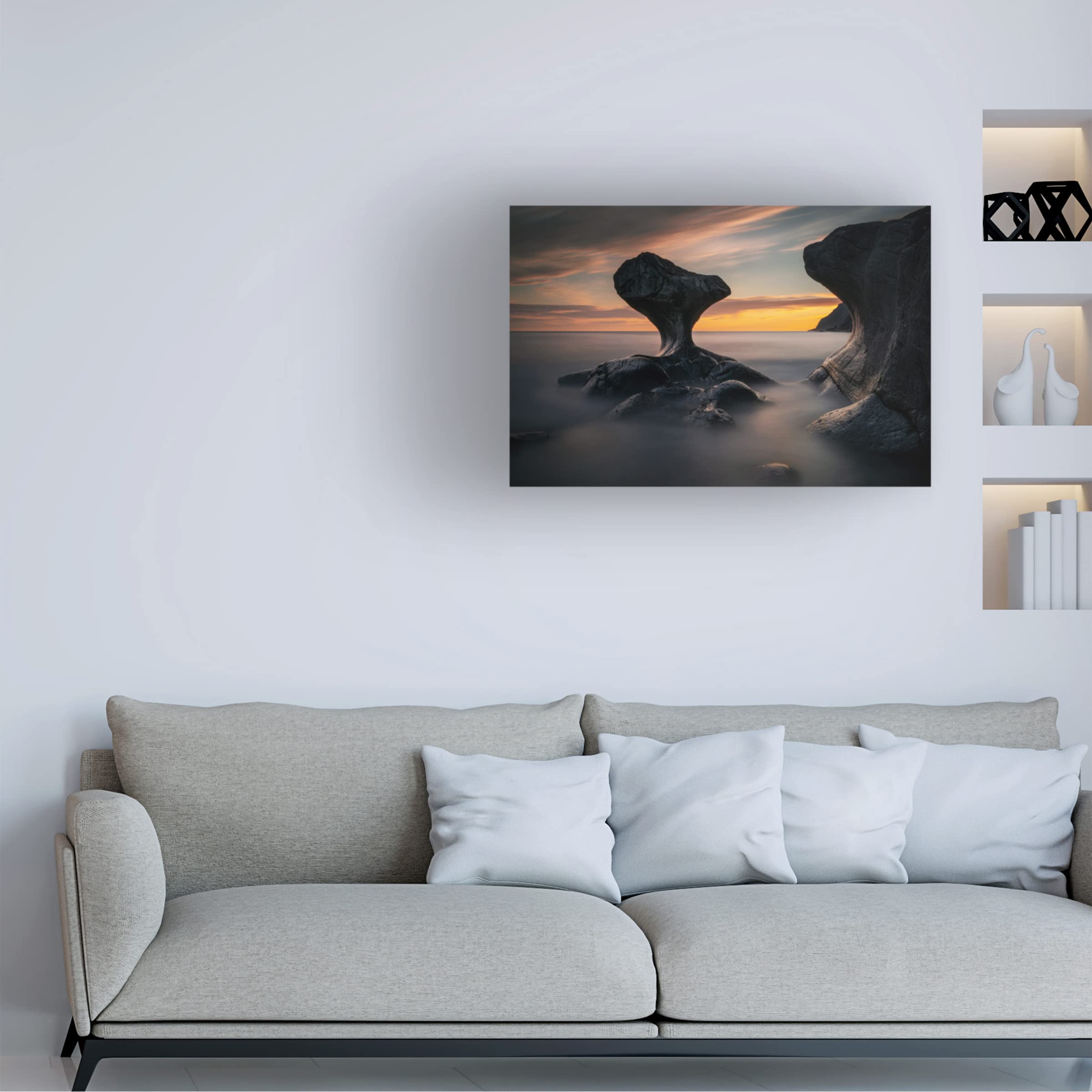 Trademark Fine Art 'Kannestein' Canvas Wall Art Print by Wojciech Kruczynski - Modern Abstract Ocean Wave Painting for Living Room, Bedroom & Office Decor